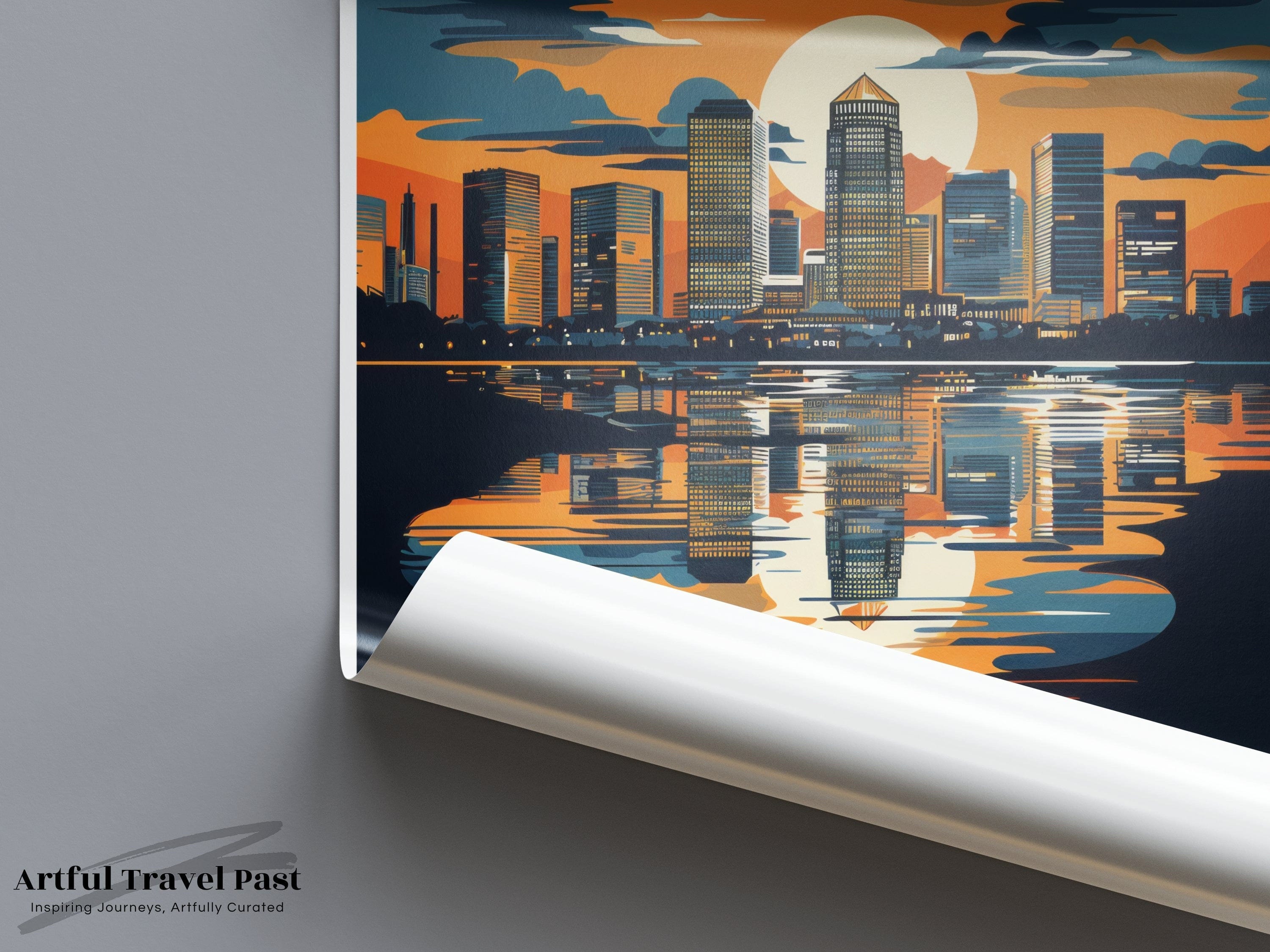 Wall Art Canary Wharf Poster | River Thames Sunset | England Wall Art