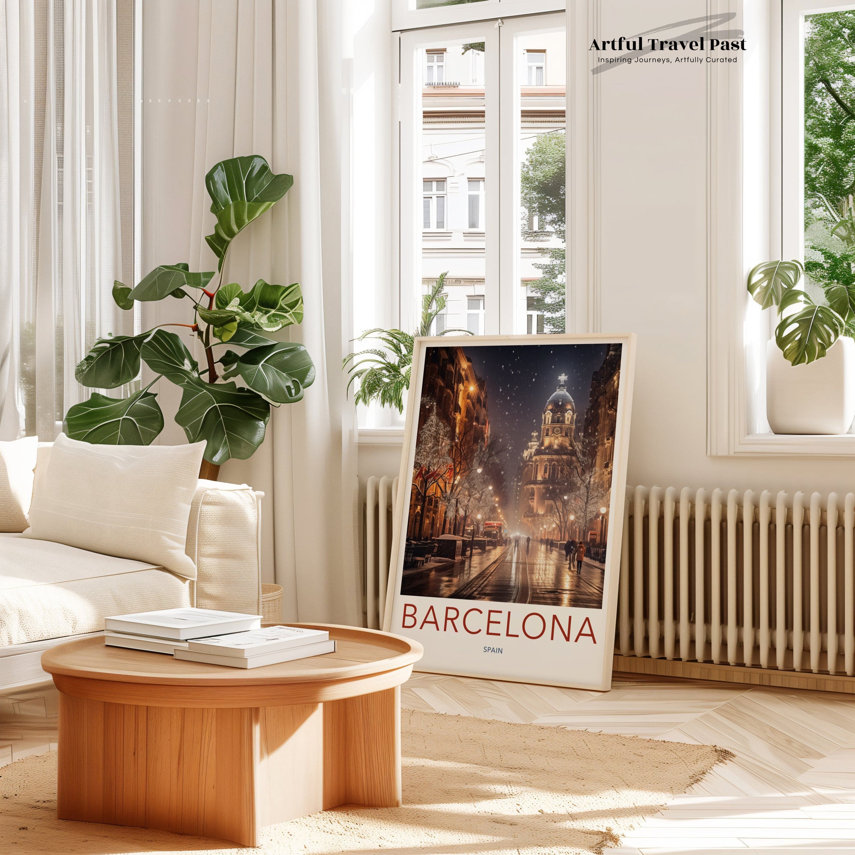 Wall Art Snowy Barcelona Poster | Spain Wall Art | Europe Decor