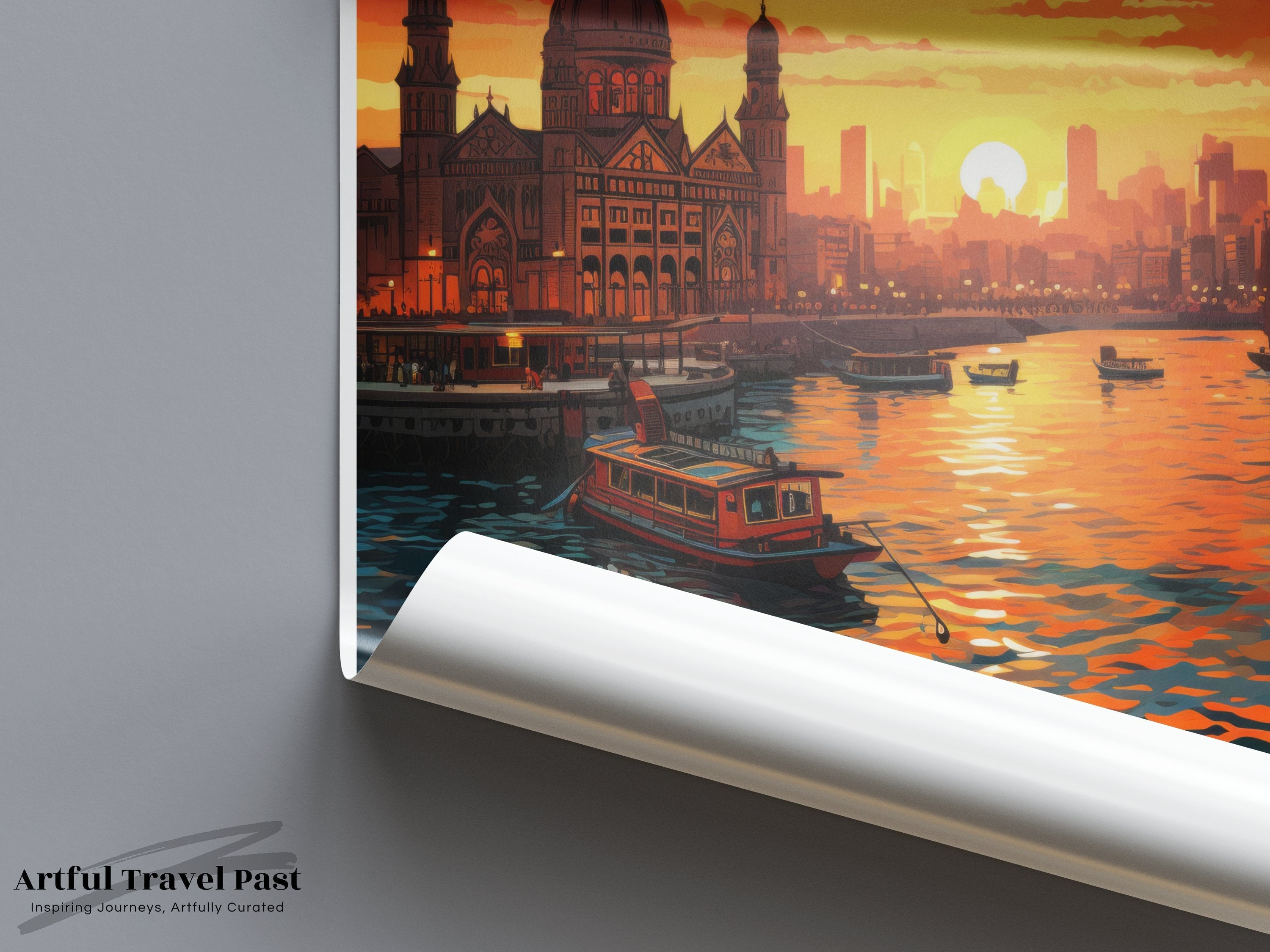 Mumbai India Wall Art, Sunset Cityscape Print, Mumbai Architecture Poster, Scenic Indian City View Artwork, Home Decor