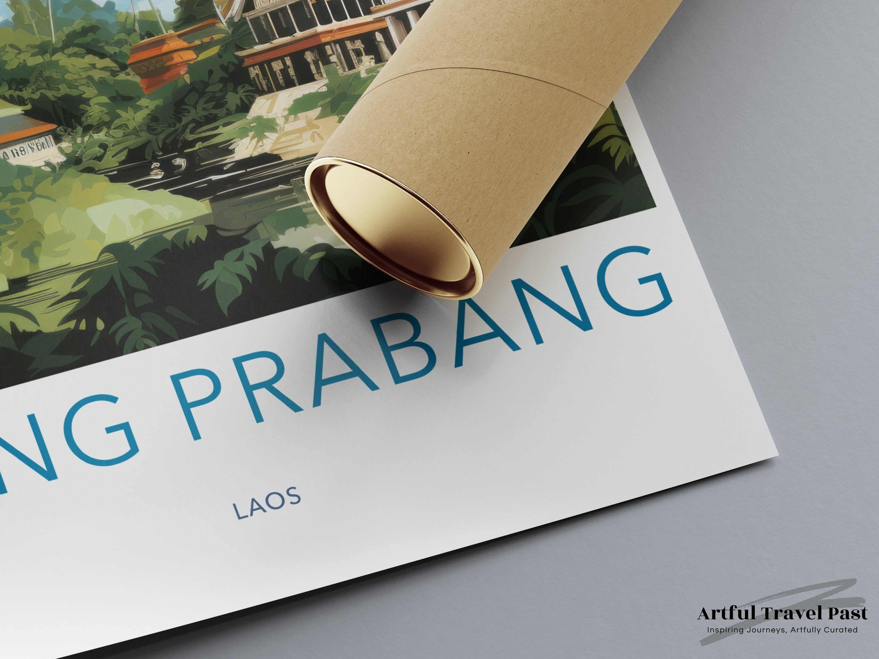 Luang Prabang Wall Art, Laotian Temple Decor, Southeast Asian Landscape Print, Travel Poster, Cultural Landmark Artwork