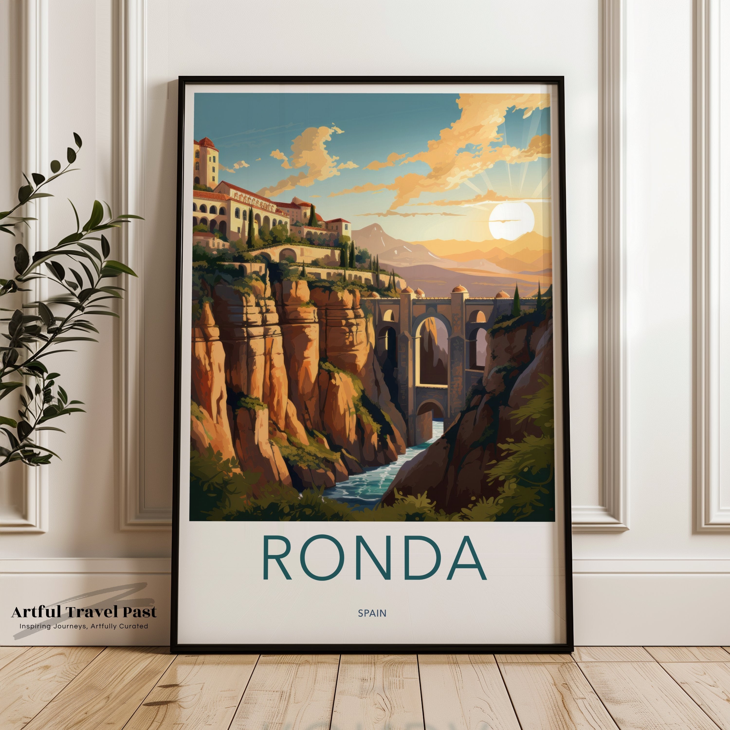 Stunning Ronda Wall Art, Spanish Countryside Scenic Landscape, Architectural Wonders, Cultural Landmarks, European Travel Poster