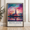 Reykjavik Wall Art, Iceland Travel Poster, Vibrant City Skyline, Modern Home Decor, Colorful Print, Reflection Art, Scandinavian Art