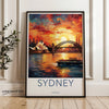 Sydney Wall Art, Australia Cityscape Print, Harbor Bridge and Opera House, Sunset Wall Decor, Travel Poster, Colorful Urban Art