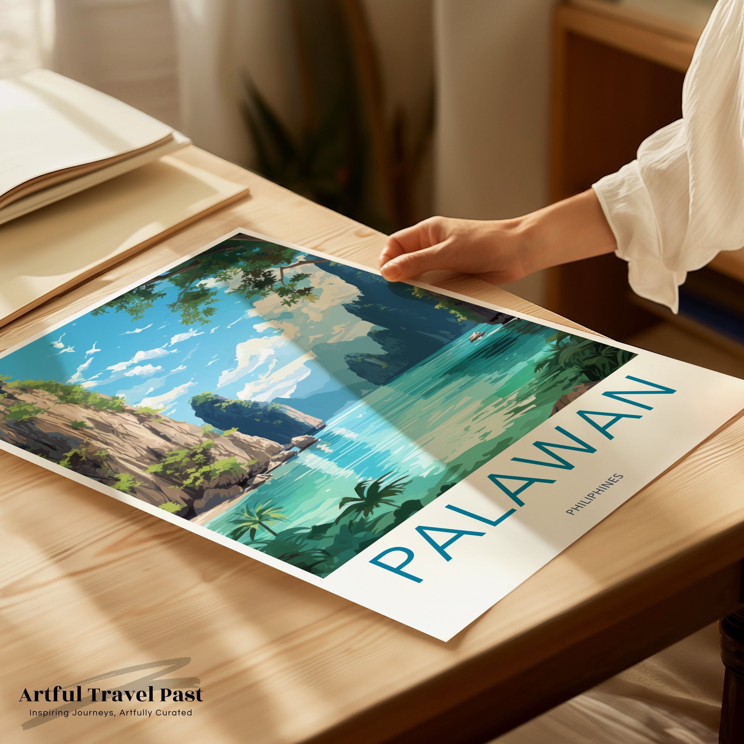 Palawan Wall Art, Stunning Landscape Artwork, Tropical Island Decor, Philippines Travel Poster, Beach Paradise Print, Scenic Ocean View