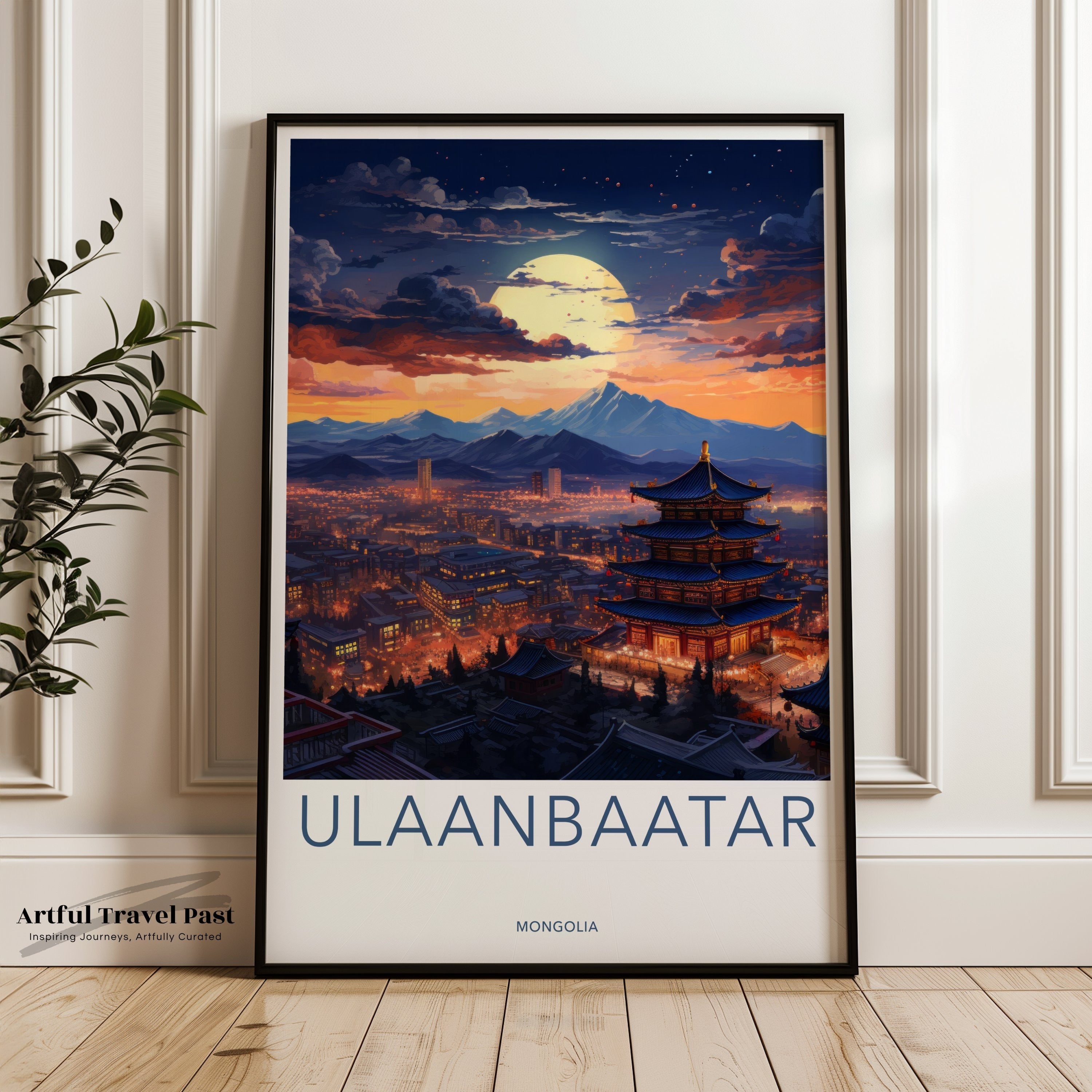 Ulaanbaatar Wall Art, Night Cityscape Print, Historical Landscape Poster, Cultural Landmark Artwork, Architectural Beauty Decor