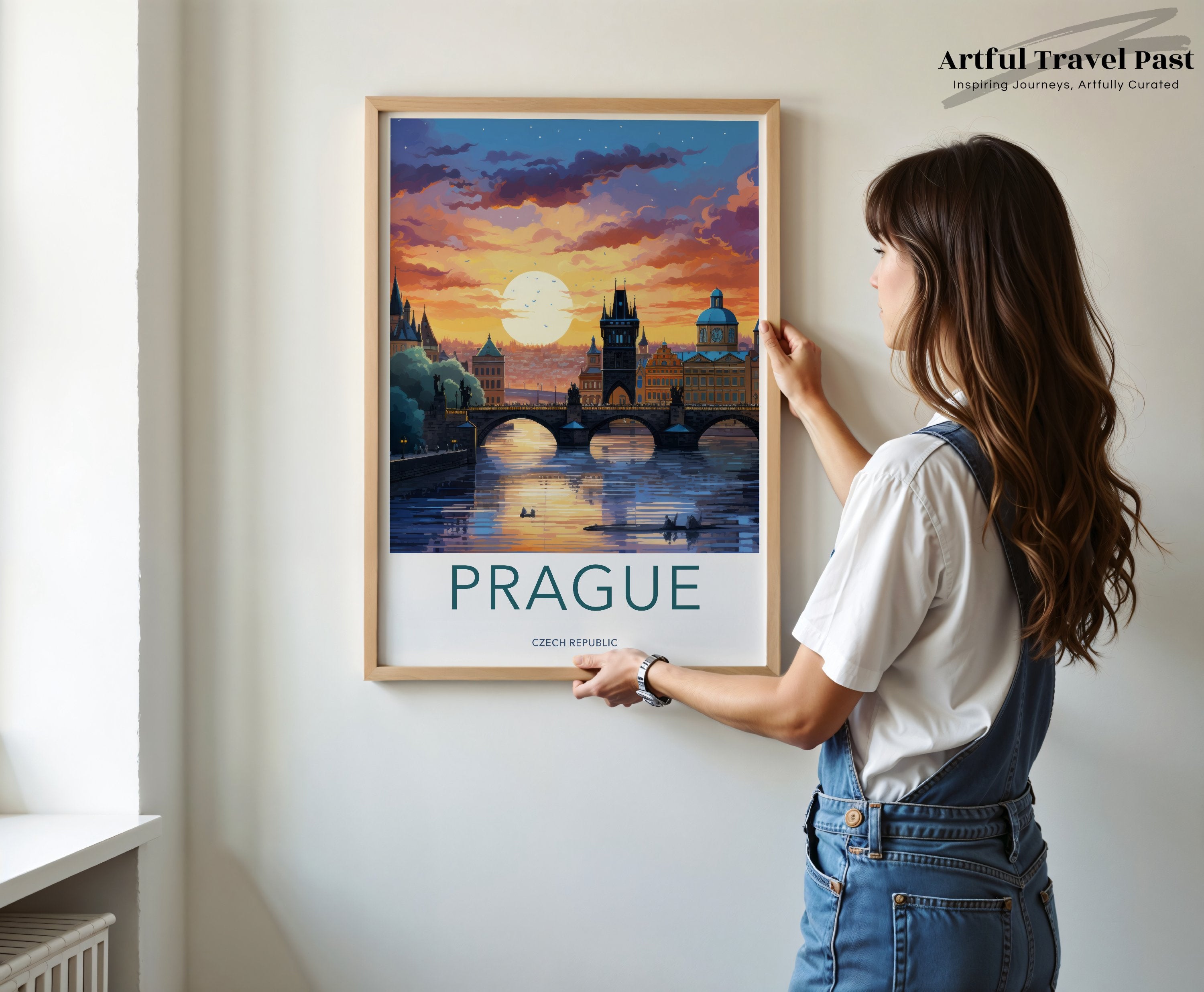 Prague Wall Art, Czech Republic Print, Sunset Landscape, Historic Architecture, Charles Bridge, Romantic Cityscape, European Travel Decor