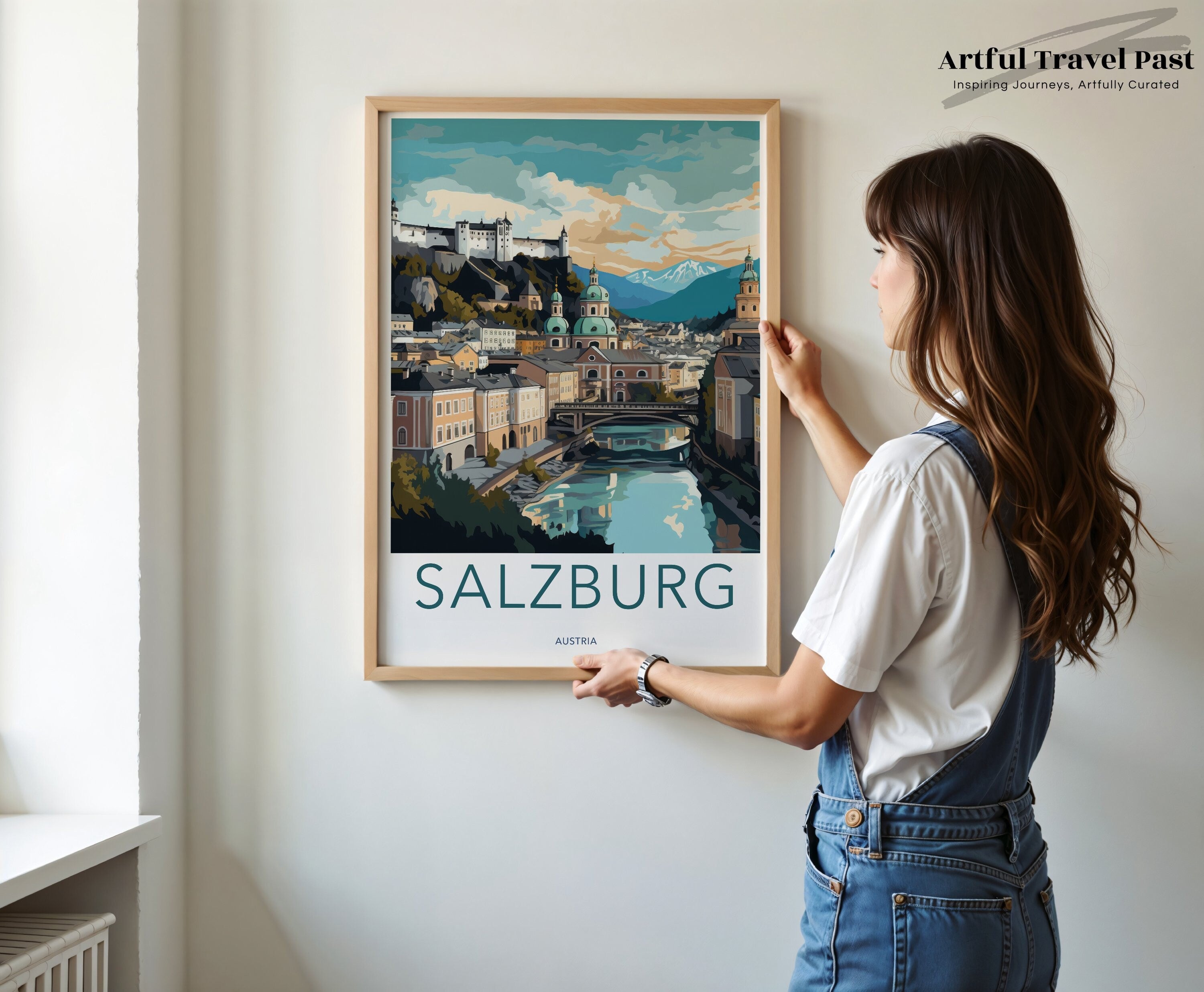 Salzburg Wall Art, Austria Travel Poster, Historical Cityscape Print, Artistic Home Decor, European Landmarks, Scenic Wall Art