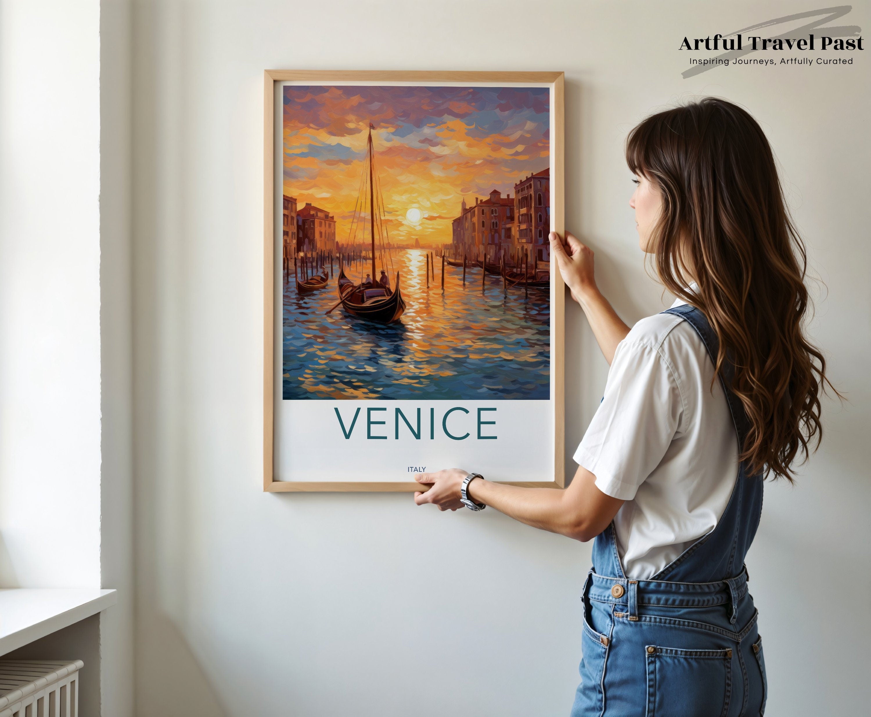 Venice Wall Art, Italy Sunset Boating, Romantic Venice Cityscape, Canal View Decor, Venice Art Print, Venetian Sunset Poster, Travel Gift