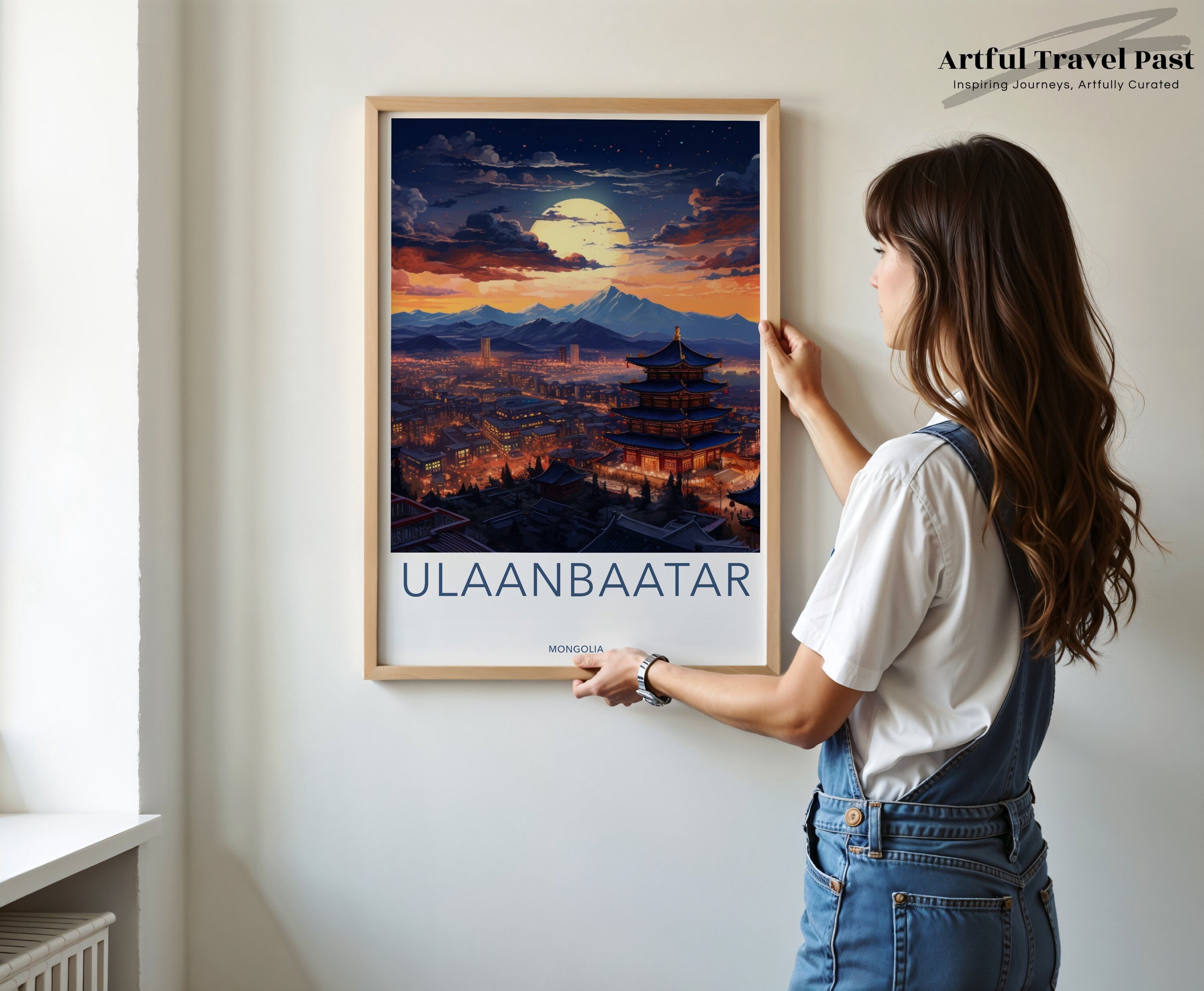 Ulaanbaatar Wall Art, Night Cityscape Print, Historical Landscape Poster, Cultural Landmark Artwork, Architectural Beauty Decor