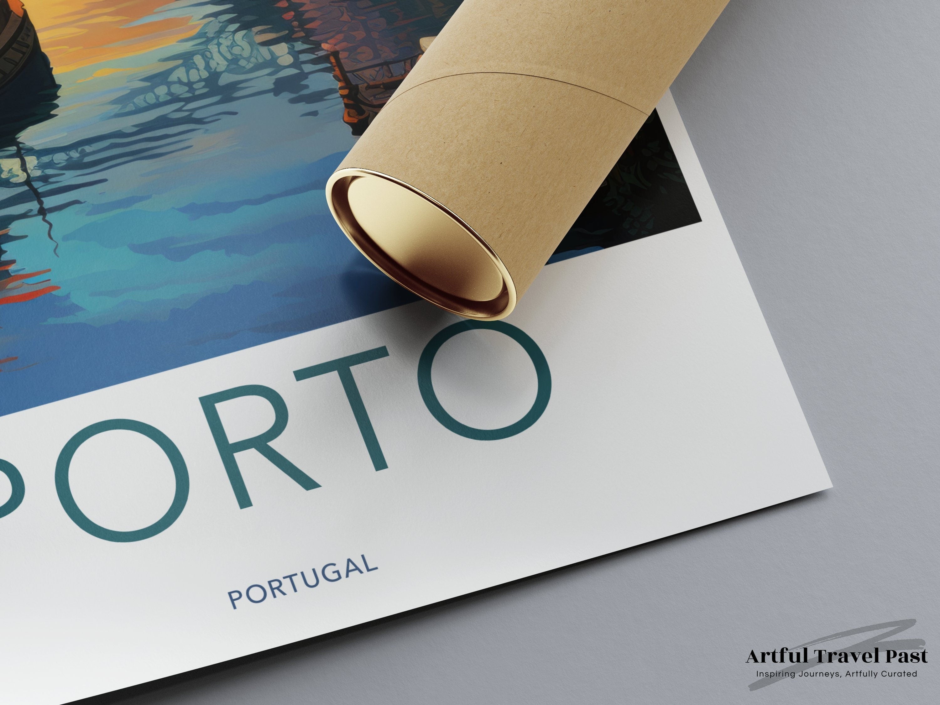 Porto Portugal Wall Art, Cityscape Print of Porto, Sunset Over Douro River, Historical Porto Artwork, Cultural Landmark Illustration