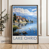 Lake Ohrid North Macedonia Wall Art, Scenic Landscape Print, Nature Illustration, Beautiful Travel Poster, Vintage Style Artwork