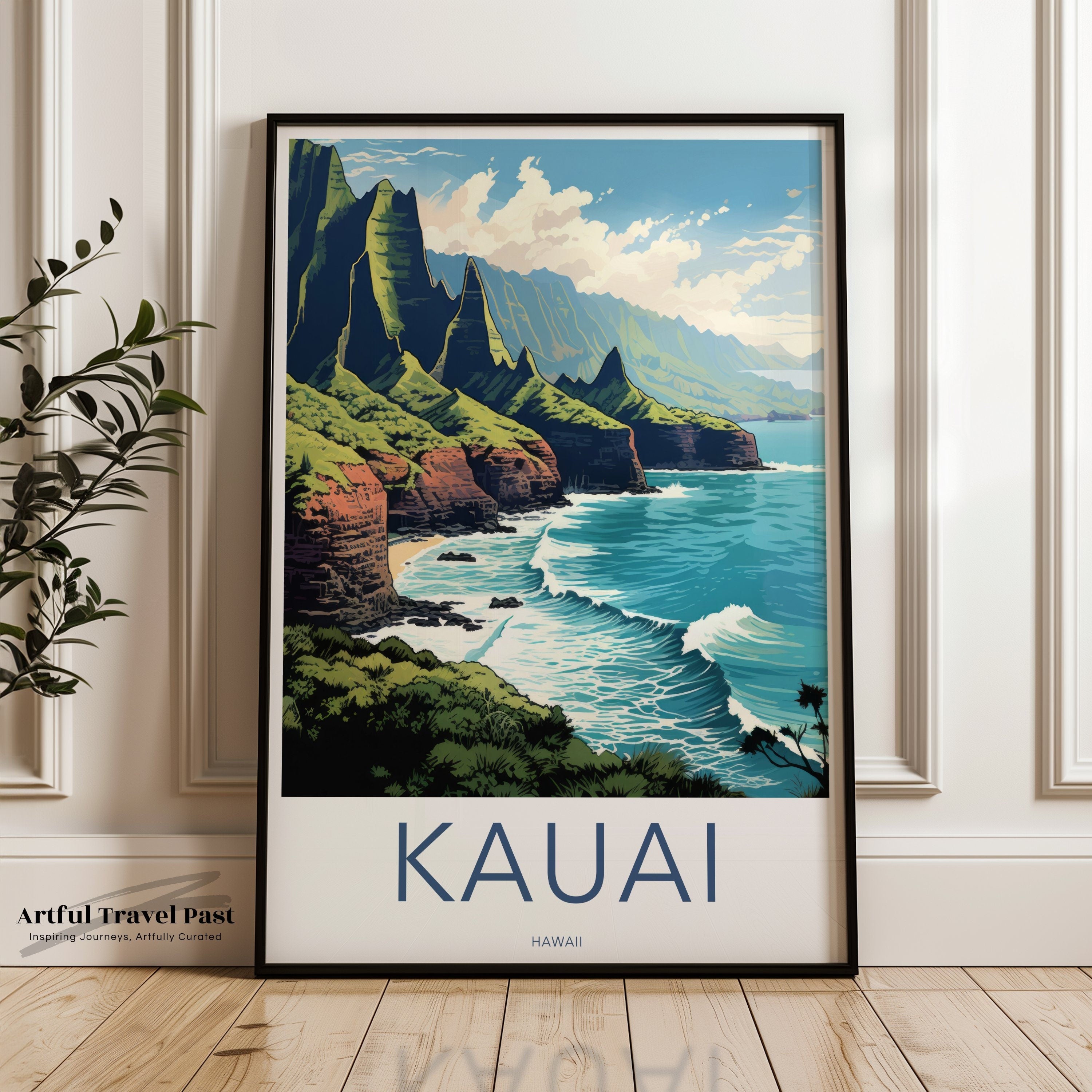 Kauai Hawaii Wall Art, Scenic Coastal View Print, Nature Landscape Poster, Hawaiian Island Decor, Pacific Ocean Artwork