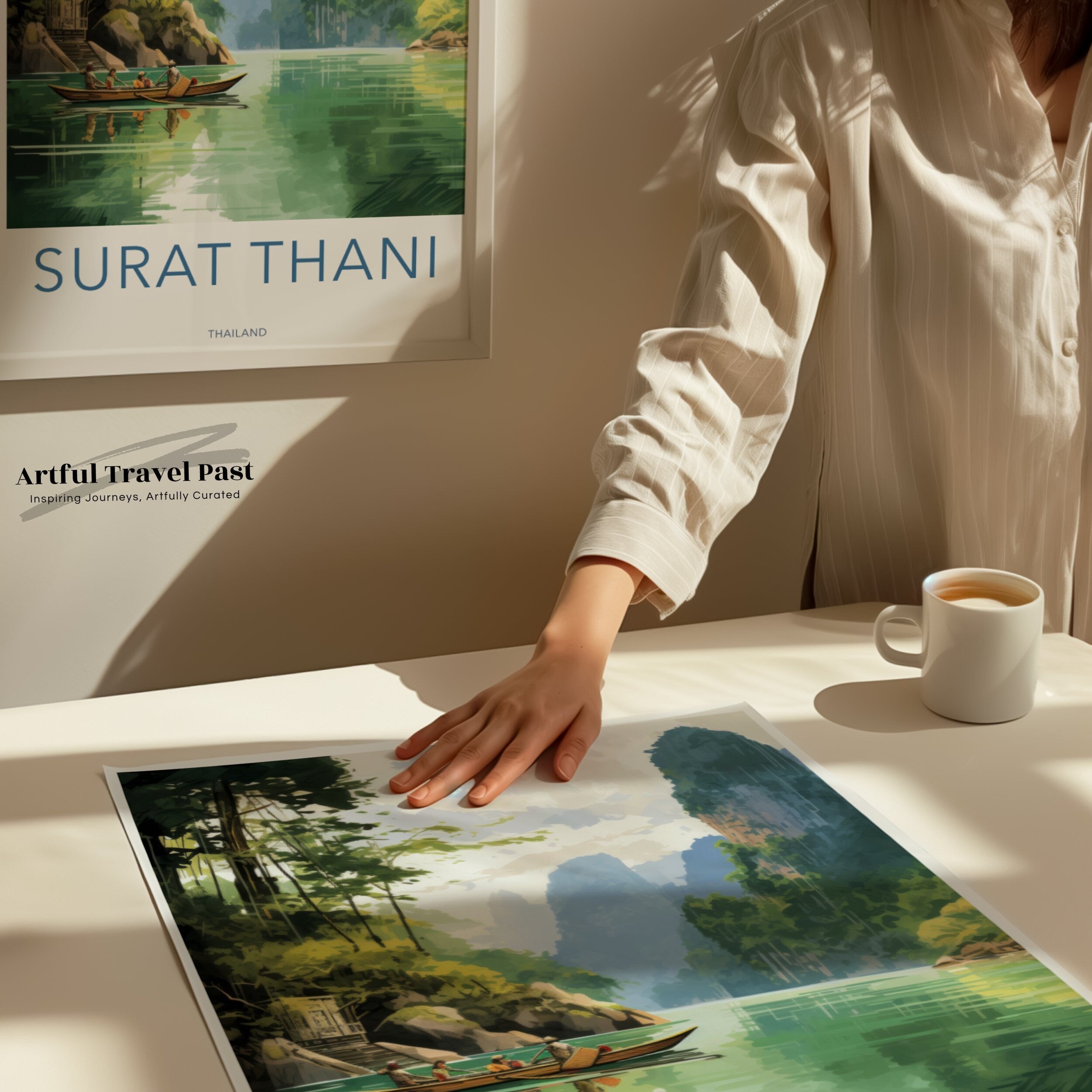 Beautiful Scenic Wall Art of Surat Thani Thailand, Scenic Reflections and Lush Landscapes, Nature and Culture Poster, Travel Decor