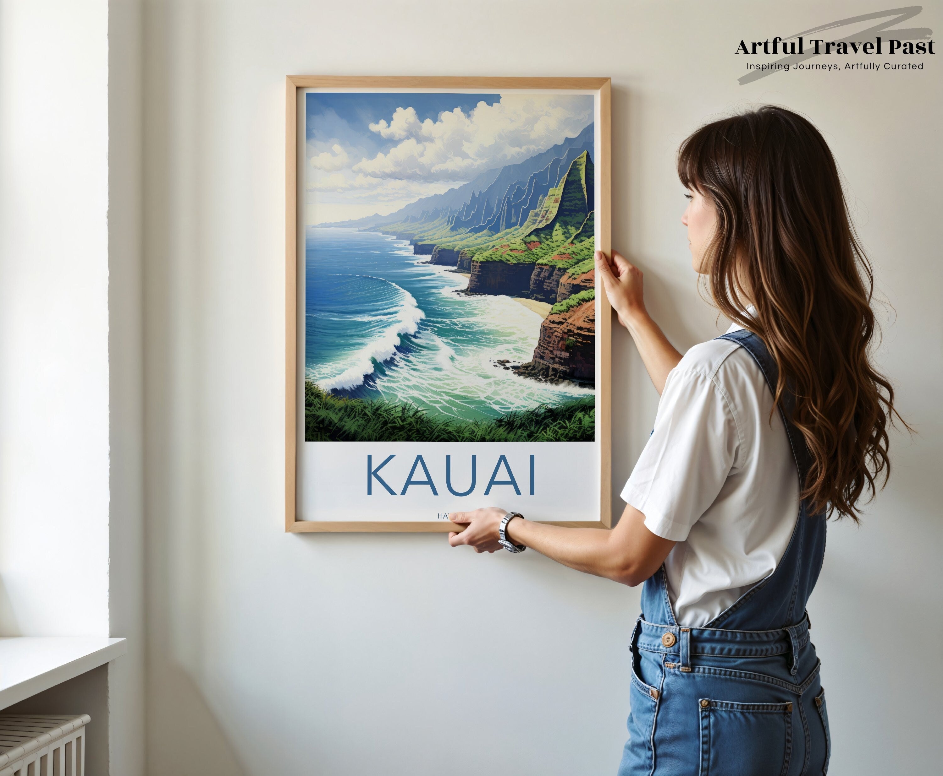 Panorama of Kauai, Hawaii Coastal Views Wall Art, Na Pali Coast, Ocean Waves, Tropical Beach Landscape, Nature Home Decor