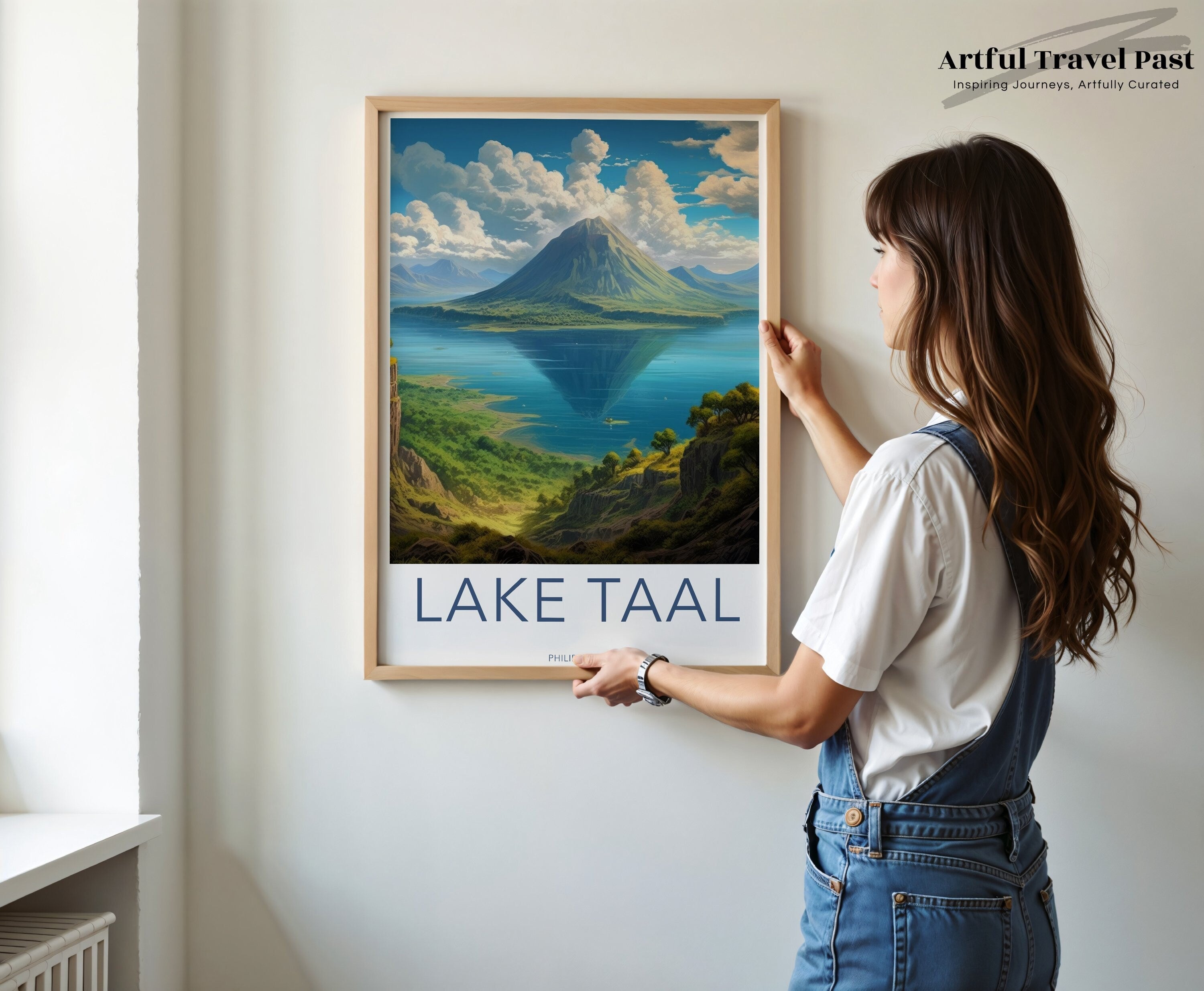 Lake Taal Wall Art, Scenic Nature Landscape, Philippines Travel Poster, Historical and Cultural Print, Mountain and Lake Decor