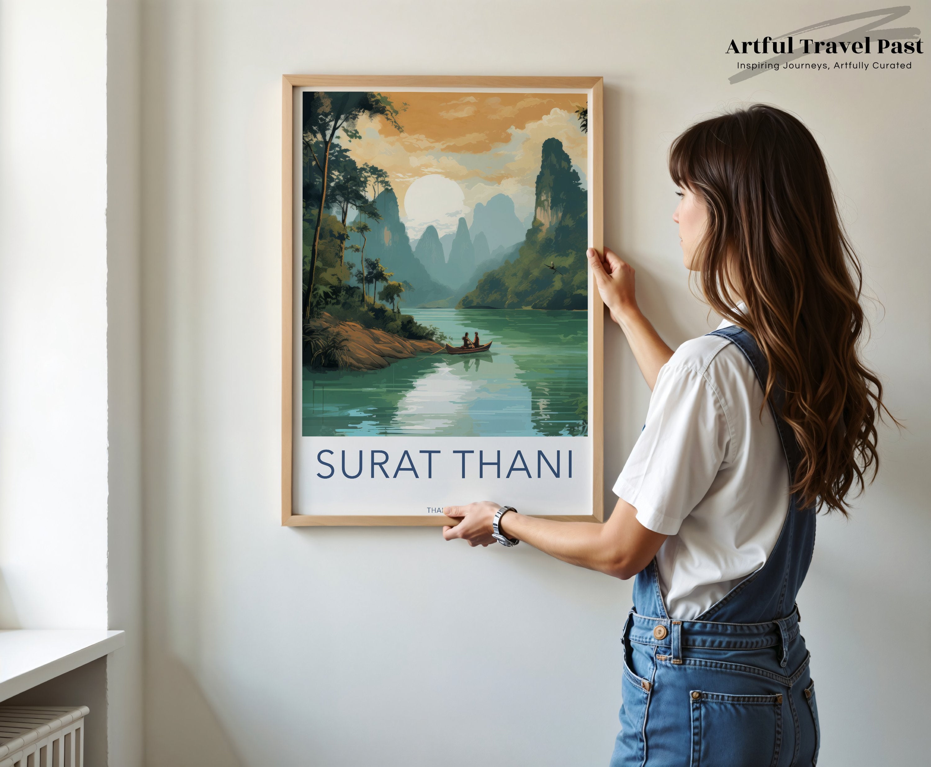 Surat Thani Wall Art, Beautiful Cityscape Print, Coastal Landscape Decor, Thailand Scenic Poster, Travel Inspired Art Print