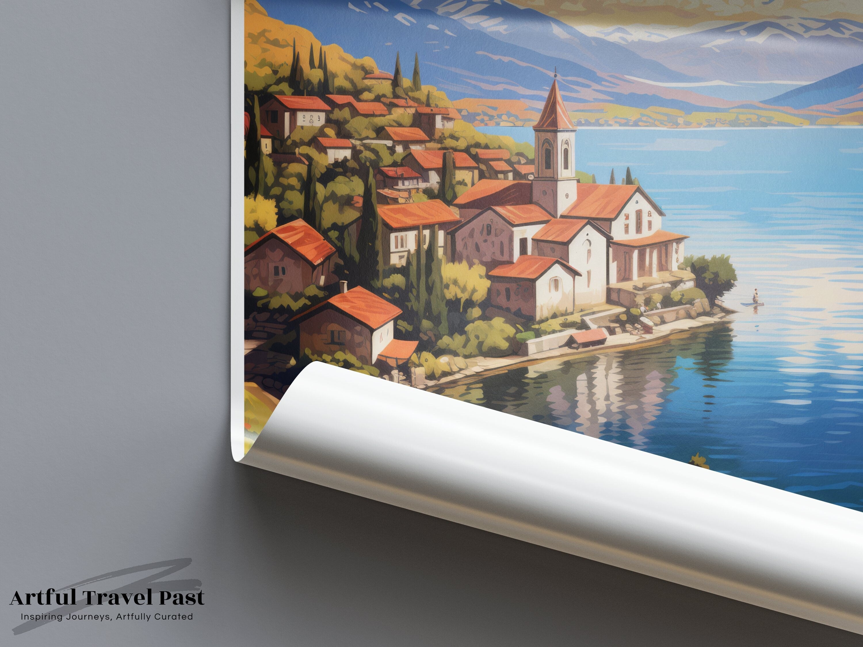 Lake Ohrid Wall Art, Scenic North Macedonia Print, Historical and Cultural Landscape, Stunning Architecture, Natural Beauty Artwork