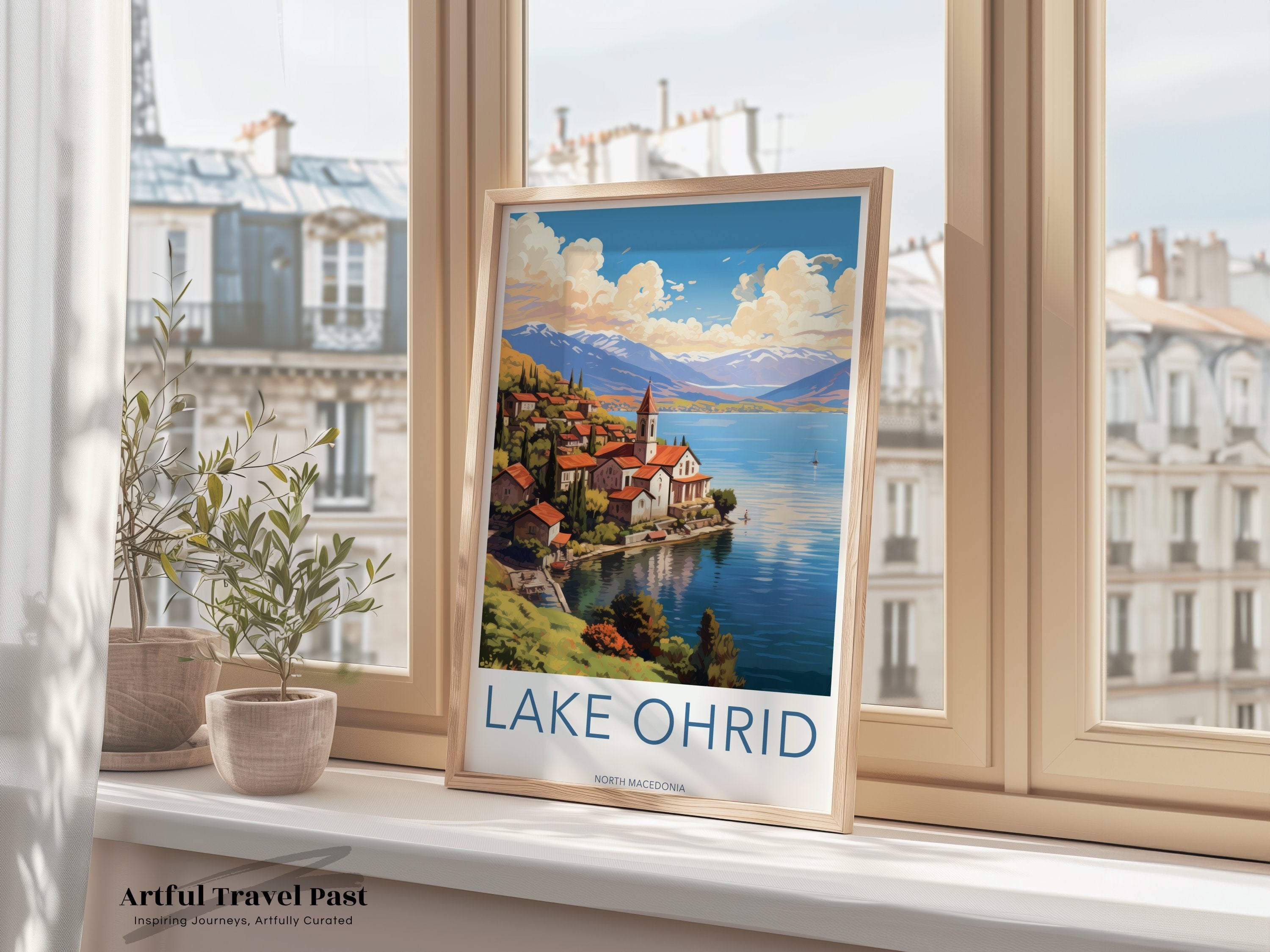 Lake Ohrid Wall Art, Scenic North Macedonia Print, Historical and Cultural Landscape, Stunning Architecture, Natural Beauty Artwork