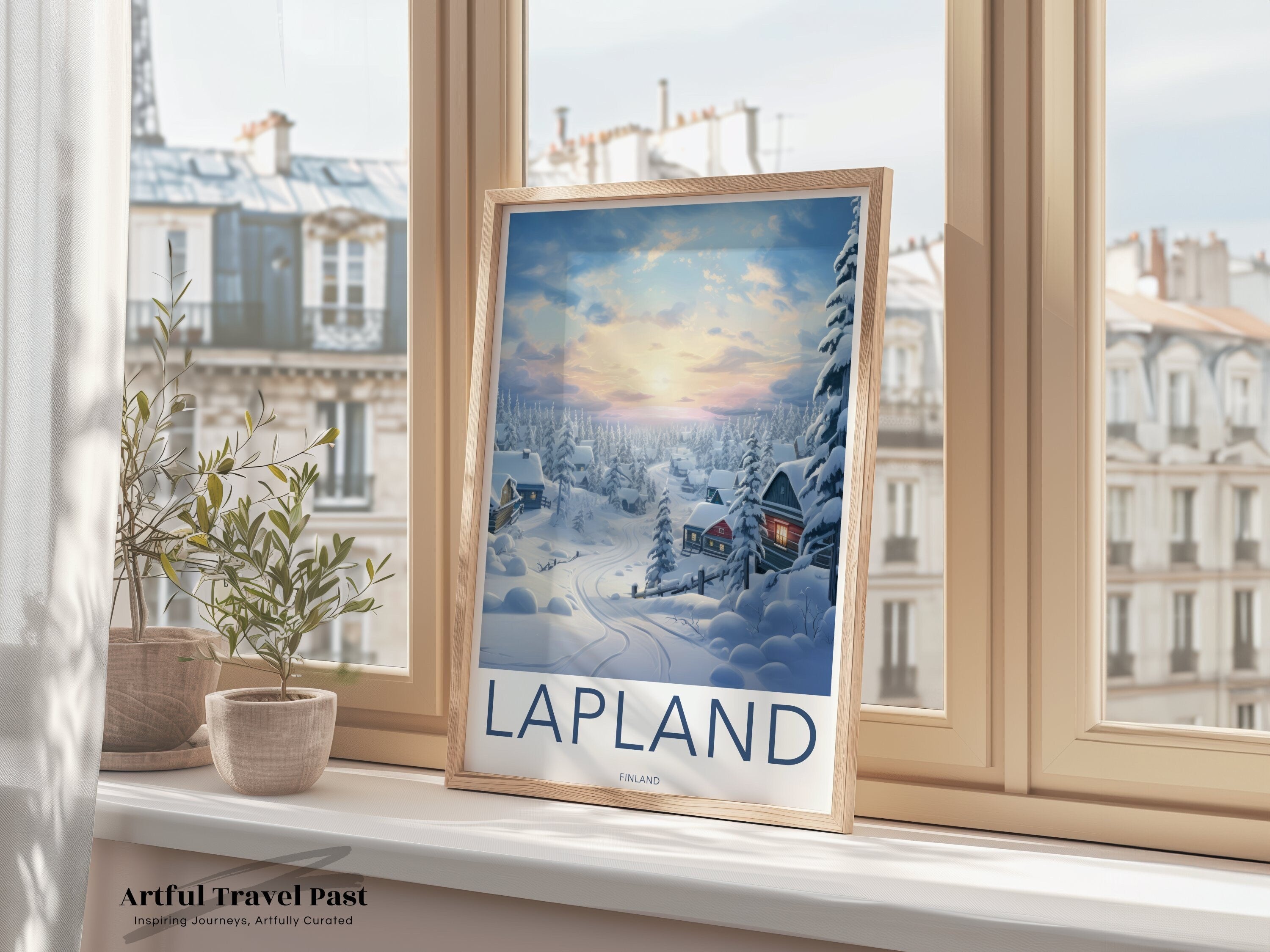 Lapland Finland Winter Wonderland Landscape, Lapland Snowy Village Scene, Peaceful Snow Covered Cottages, Scandinavian Wall Art