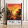 Manila Sunset Cityscape Wall Art, Philippines Travel Poster, Vintage Urban Decor, Southeast Asian City Print, Vibrant Sunset Scene