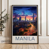 Manila Wall Art, Philippines Skyline Print, Cityscape Artwork, Manila Illustrated Poster, Sunset View, Urban Decor, Travel Souvenir