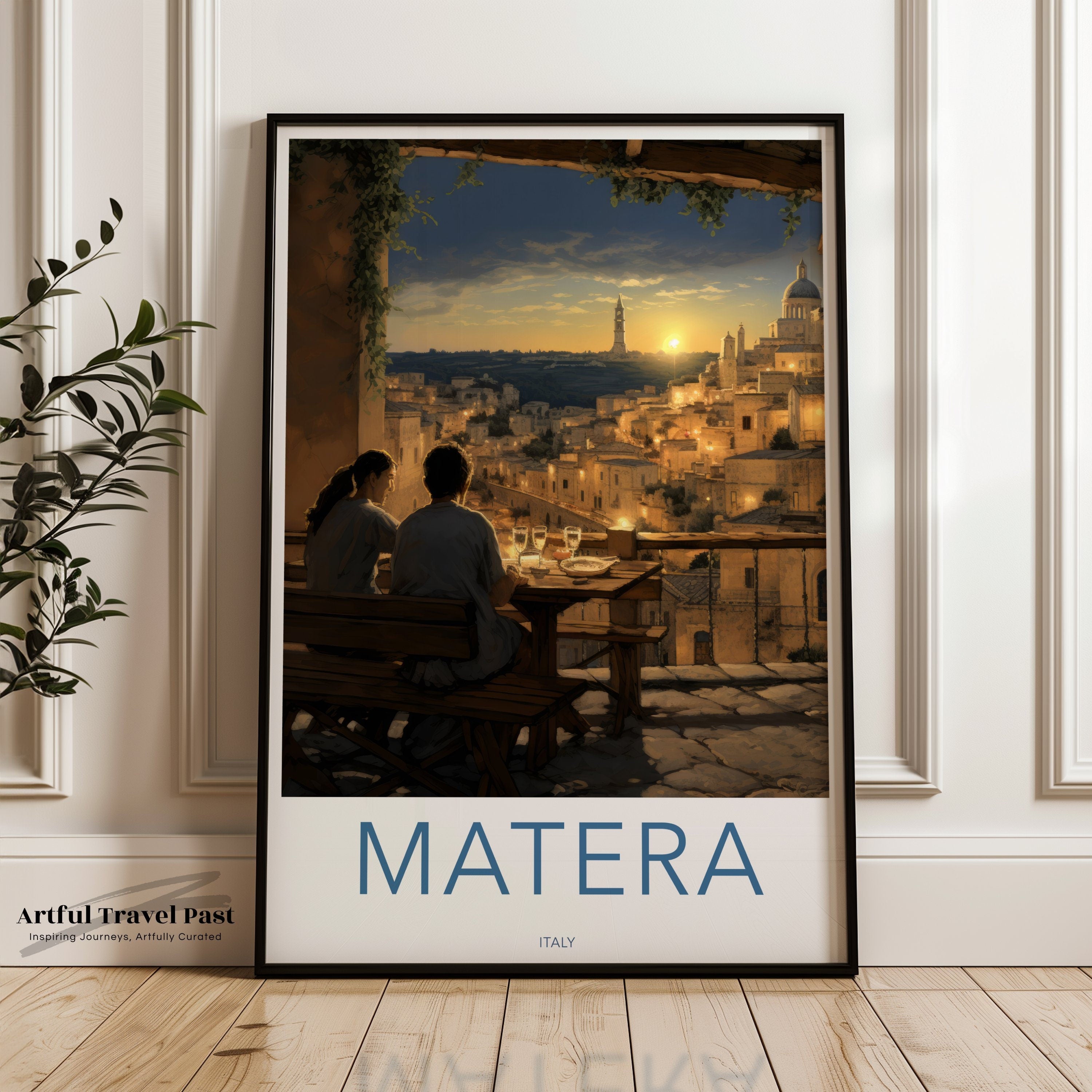 Matera Italy Sunset Scenic Wall Art, Historical Cityscape Print, Romantic Evening View, Italian Town Decor, Fine Art Poster