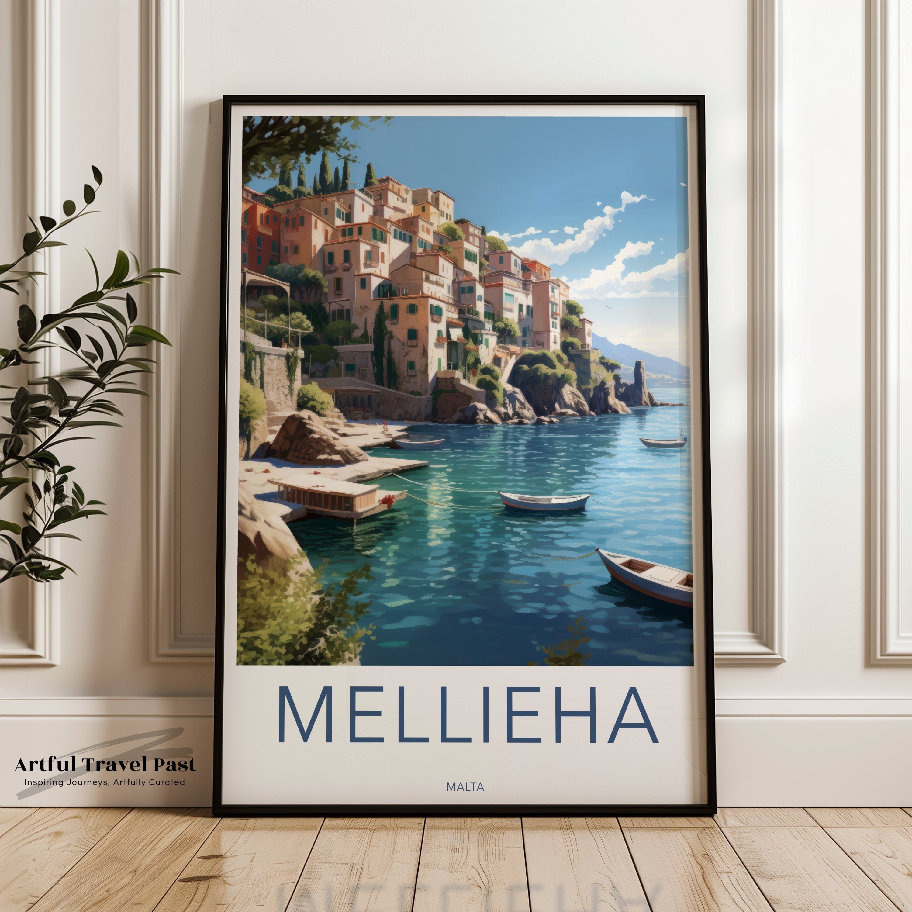 Mellieha Malta Print, Mediterranean Coastal Wall Art, Scenic European Village Art, Historical Malta Landscape, Seaside Decor