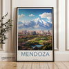 Mendoza Argentina Skyline Wall Art, South American Cityscape Print, Nature and Urban Landscape, Mountain View Poster