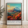 Mount Etna Wall Art, Italy Landscape Print, Volcanic Mountain Poster, Scenic Nature Decor, Vibrant Wall Hanging, Travel Souvenir