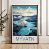 Myvatn Lake Iceland Wall Art, Nature Landscape Print, Modern Home Decor, Minimalist Travel Poster, Scenic Artwork, Nordic Design Inspiration