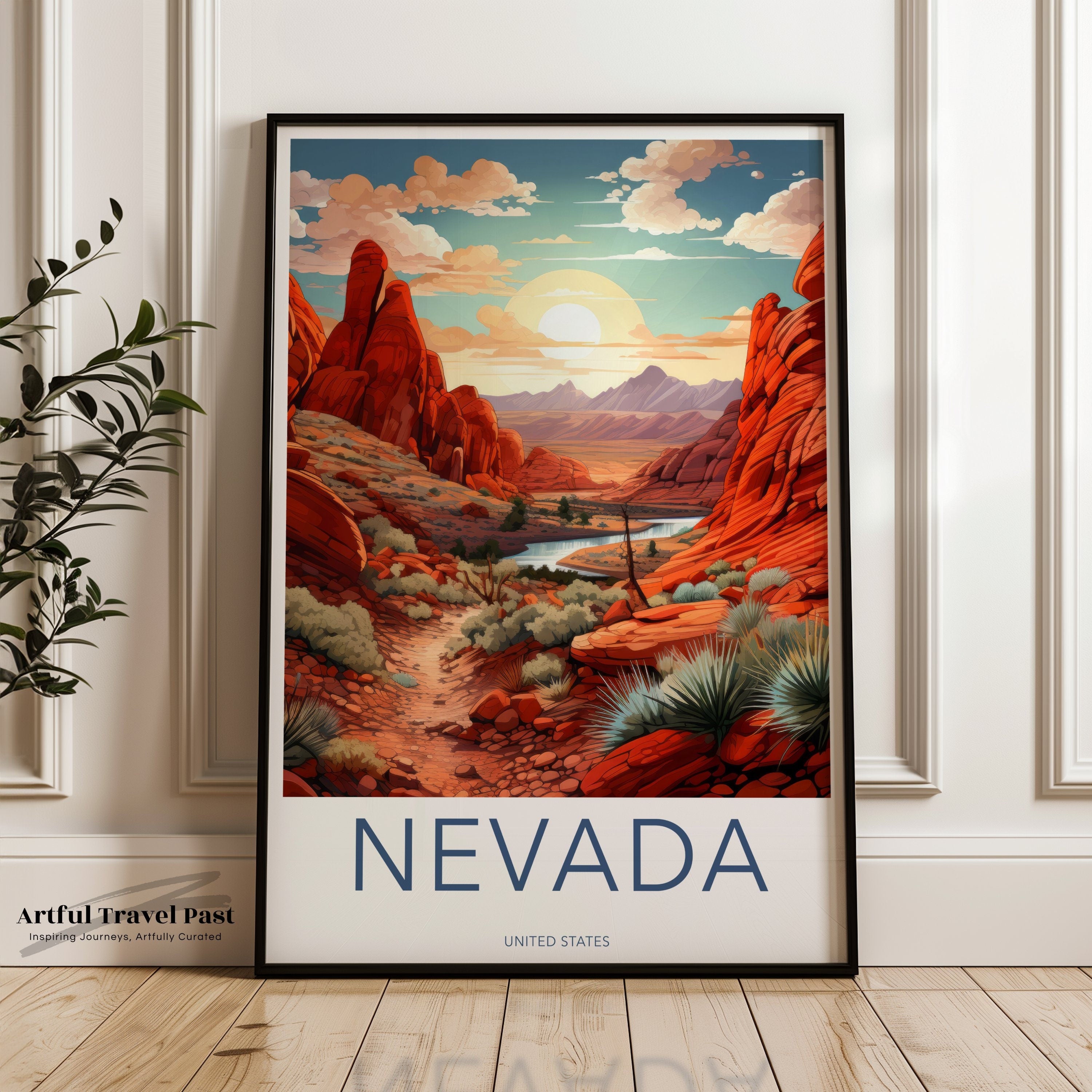 Nevada Desert Landscape Print, Nevada Wall Art, Southwestern Decor, American Southwest Poster, Desert Sunset Art, Minimalist Art Print