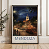 Mendoza Argentina Night Cityscape Architecture, Historical Building Wall Art, Urban Street View Print, South American Decor