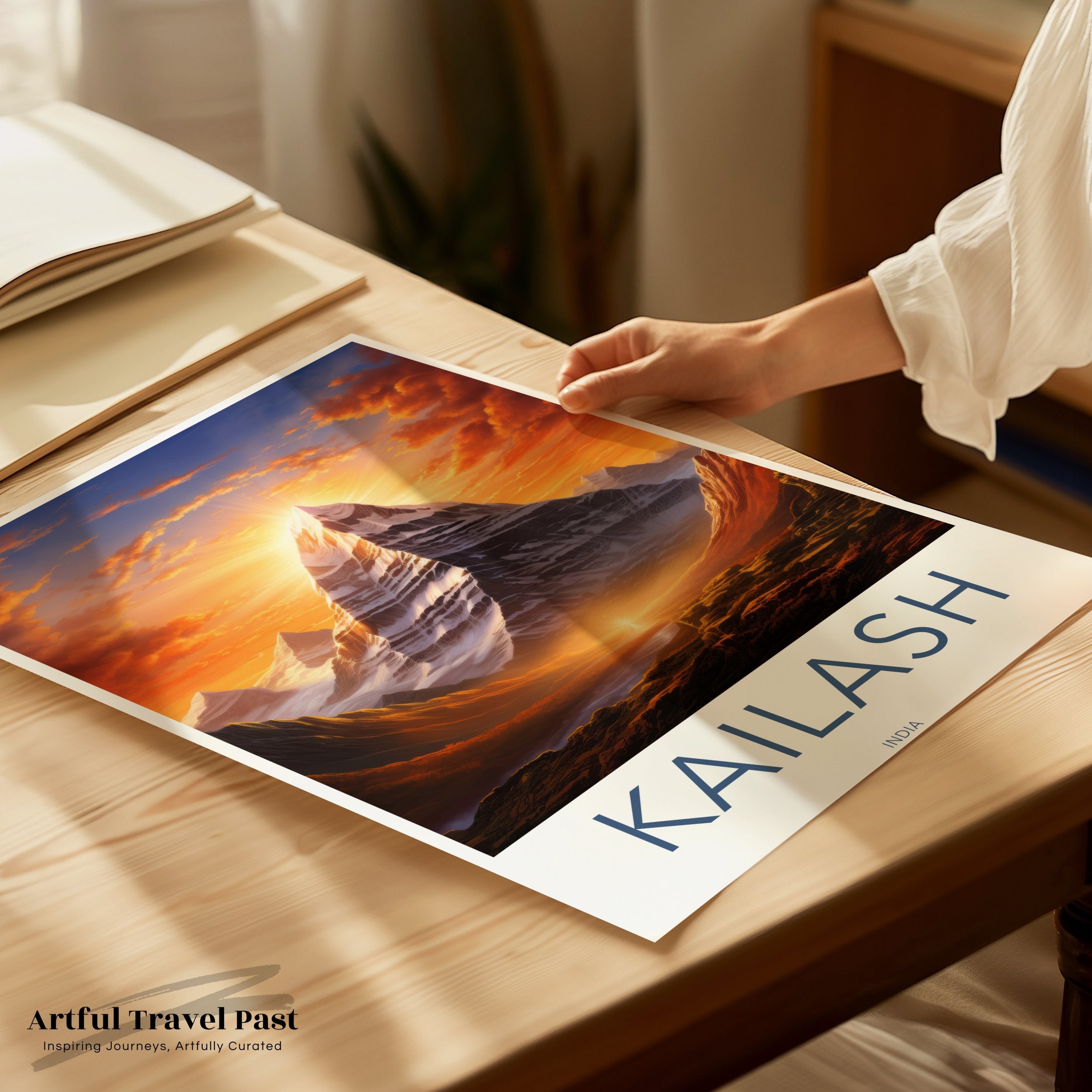 Mount Kailash Wall Art, Sunrise Over Kailash Poster, Hindu and Buddhist Sacred Mountain, Serene Himalayan Scenery, Spiritual Home Decor