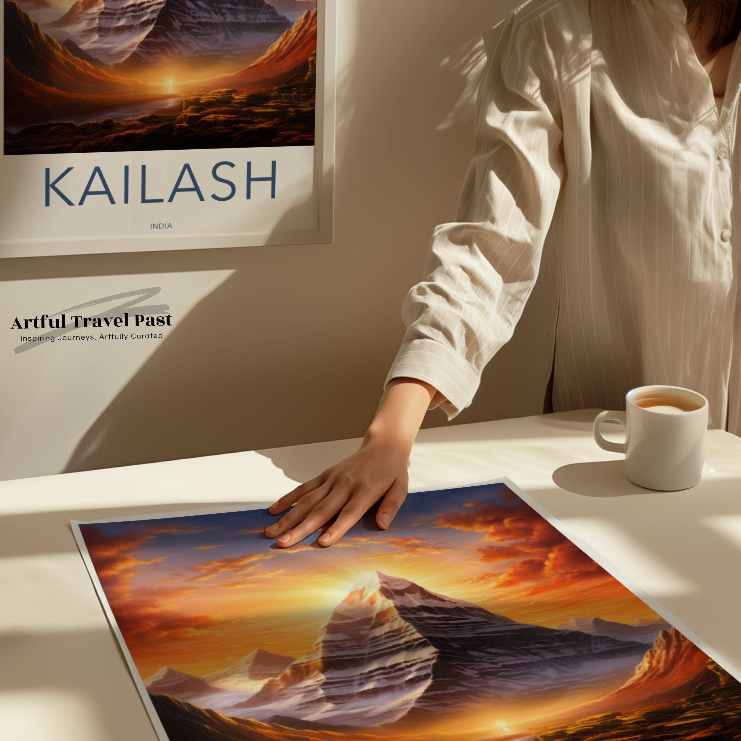 Mount Kailash Wall Art, Sunrise Over Kailash Poster, Hindu and Buddhist Sacred Mountain, Serene Himalayan Scenery, Spiritual Home Decor