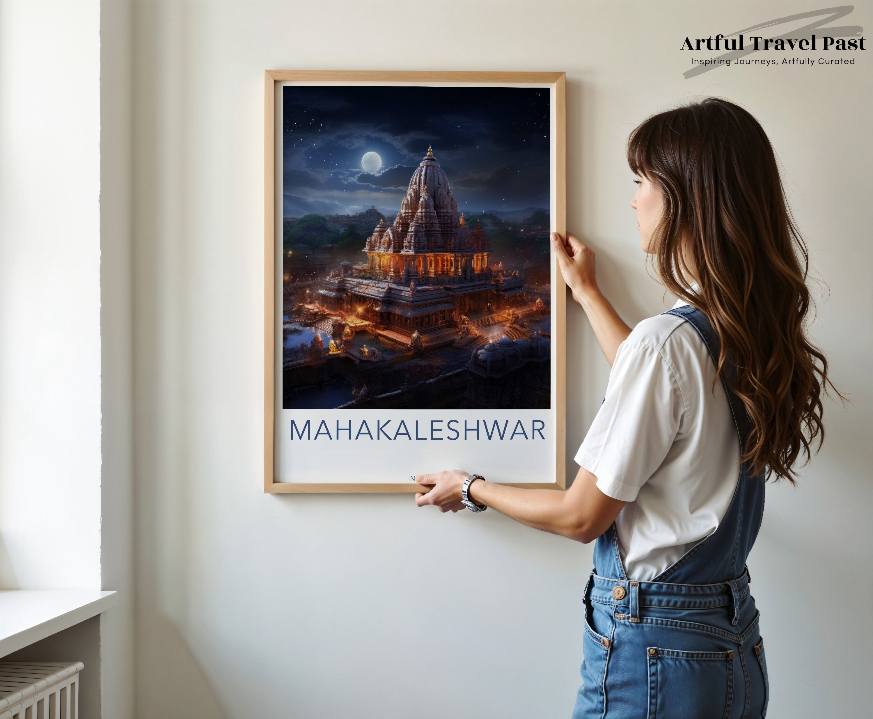 Mahakaleshwar Temple Wall Art, Night View Mahakaleshwar, Illuminated Mahakaleshwar Temple Print, Moonlit Mahakaleshwar Poster, India