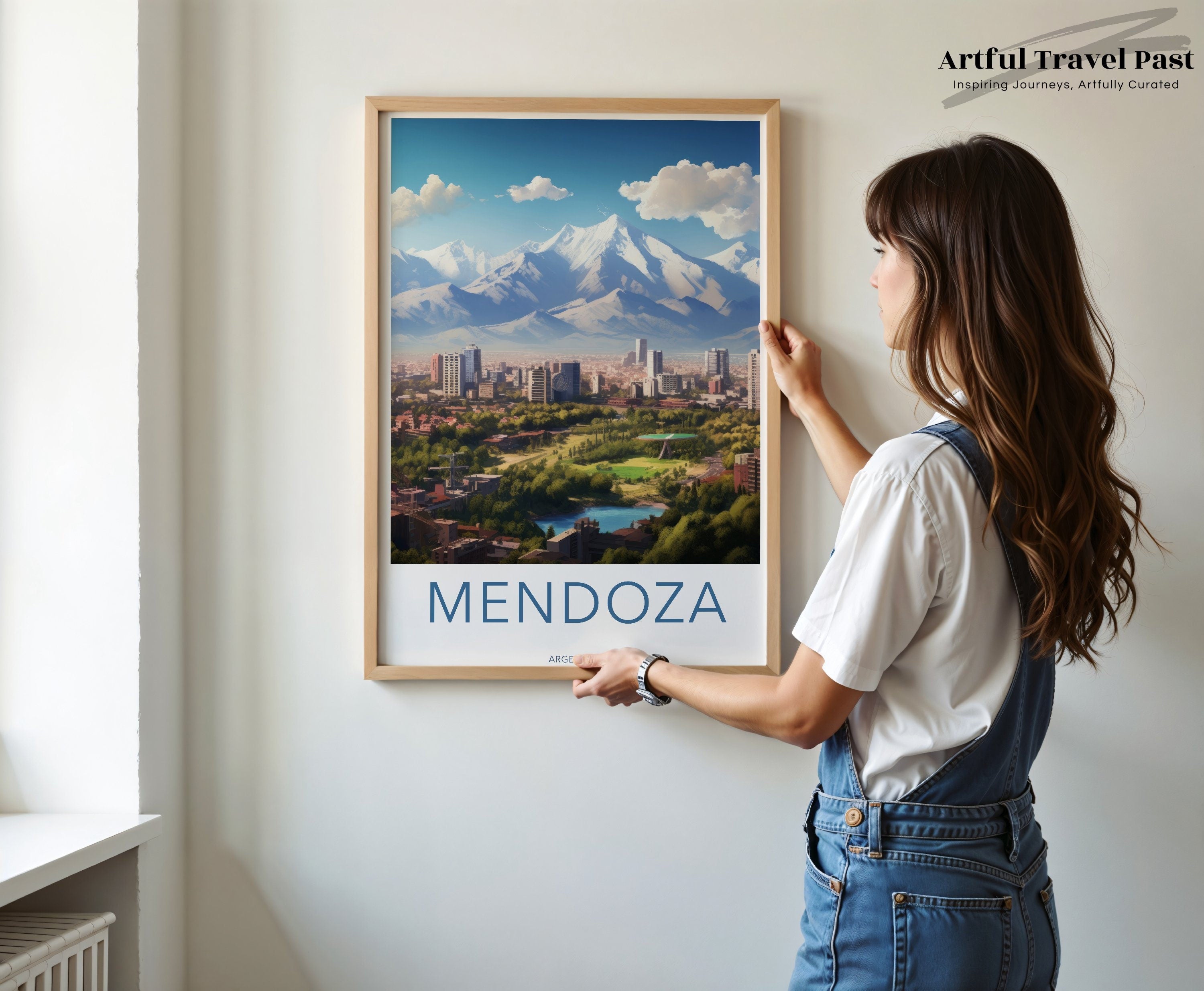 Mendoza Argentina Skyline Wall Art, South American Cityscape Print, Nature and Urban Landscape, Mountain View Poster