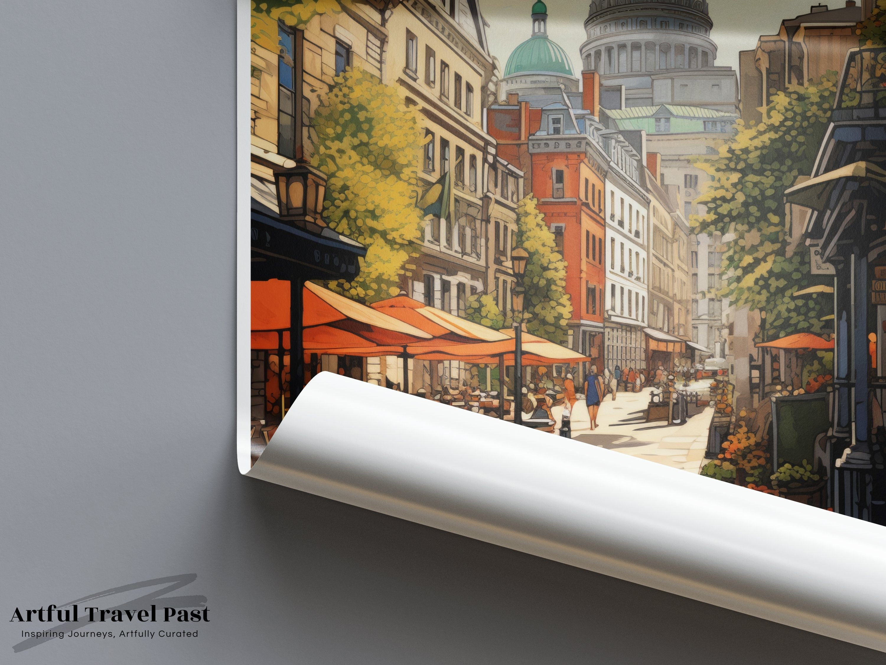 Montreal Wall Art Print, Vintage Style Poster, Old Montreal Street Scene, Montreal Cityscape, Beautiful Wall Decor for Home, Gift Idea