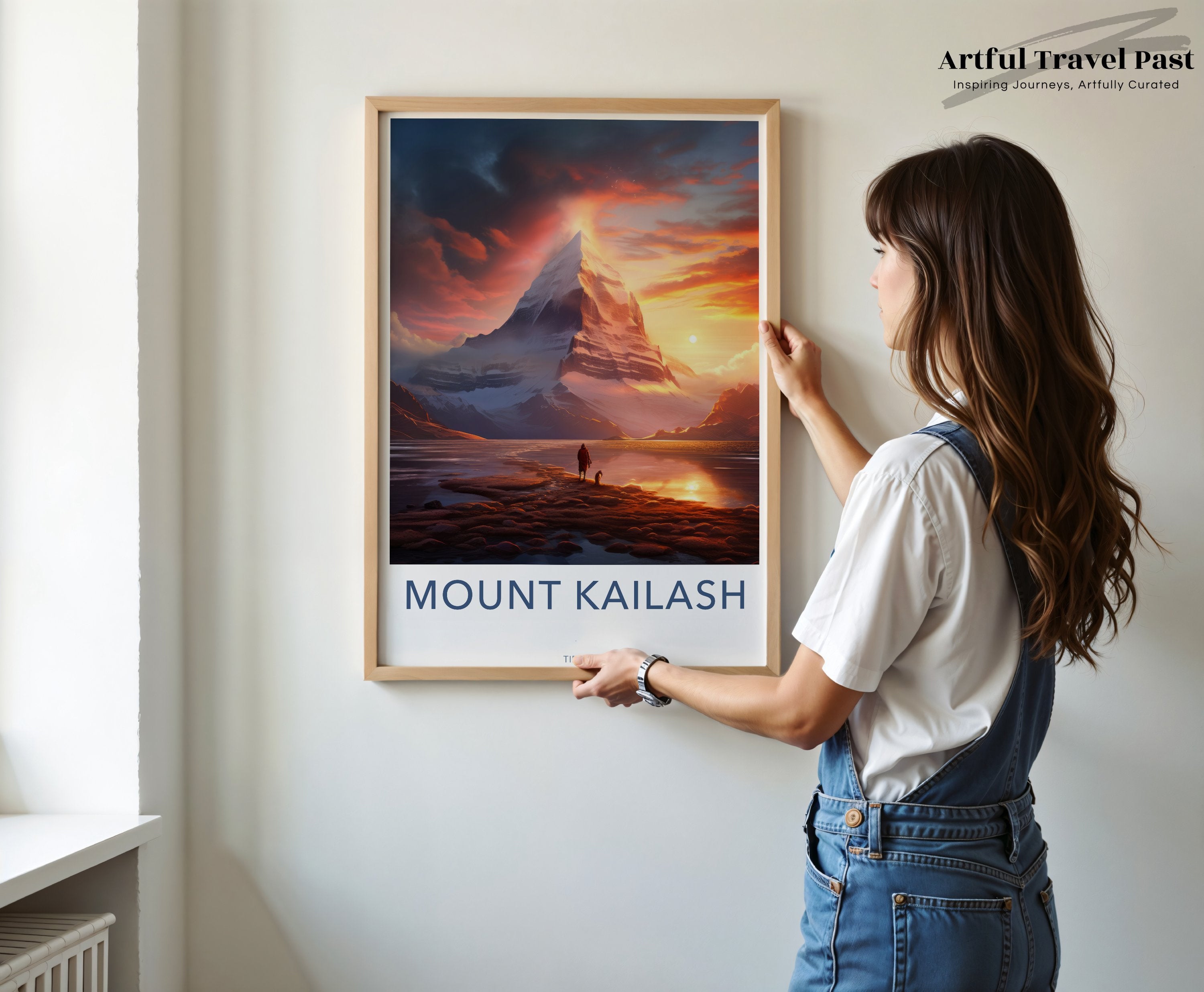 Mount Kailash Wall Art Print, Sunset Mountain Landscape, Scenic Nature Wall Decor, Inspirational Mountain Artwork, Home Office Decoration