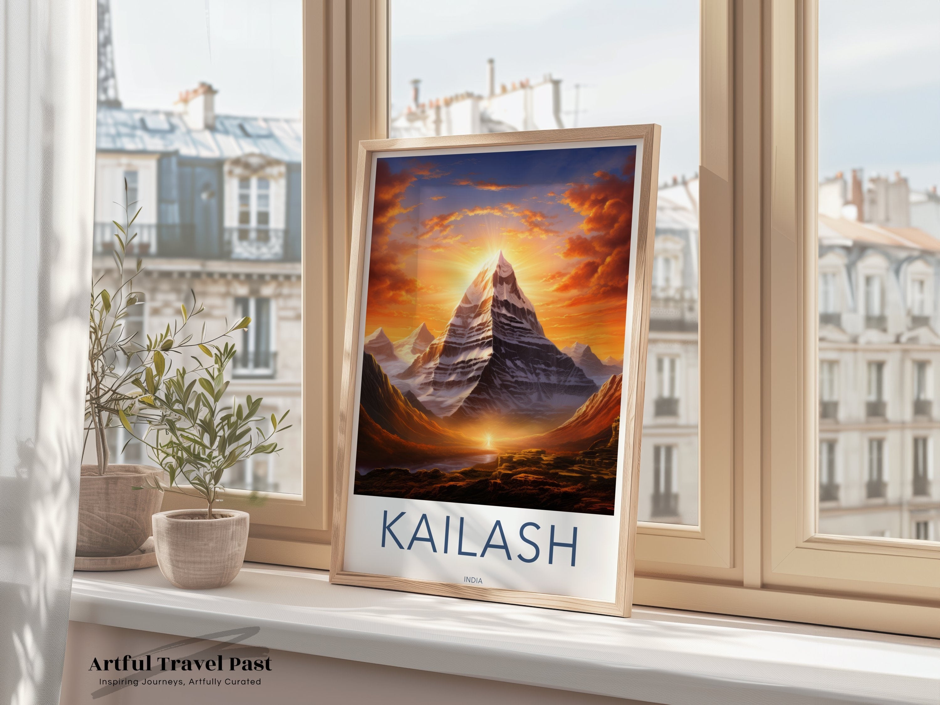 Mount Kailash Wall Art, Sunrise Over Kailash Poster, Hindu and Buddhist Sacred Mountain, Serene Himalayan Scenery, Spiritual Home Decor