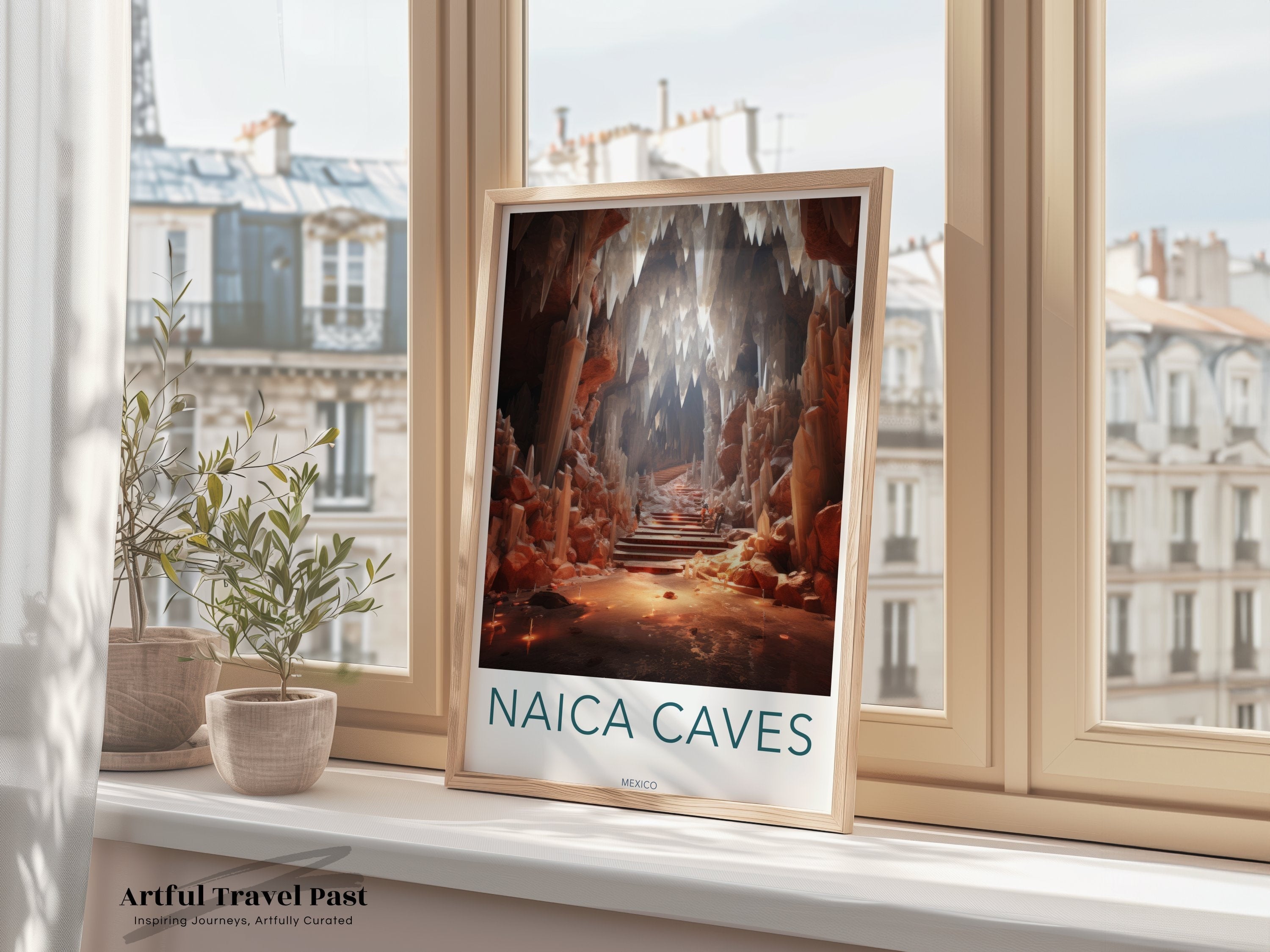 Naica Caves Wall Art, Crystal Cave Poster, Mexico Travel Decor, Cave Exploration Artwork, Unique Landscape Print, Home Decor Gift