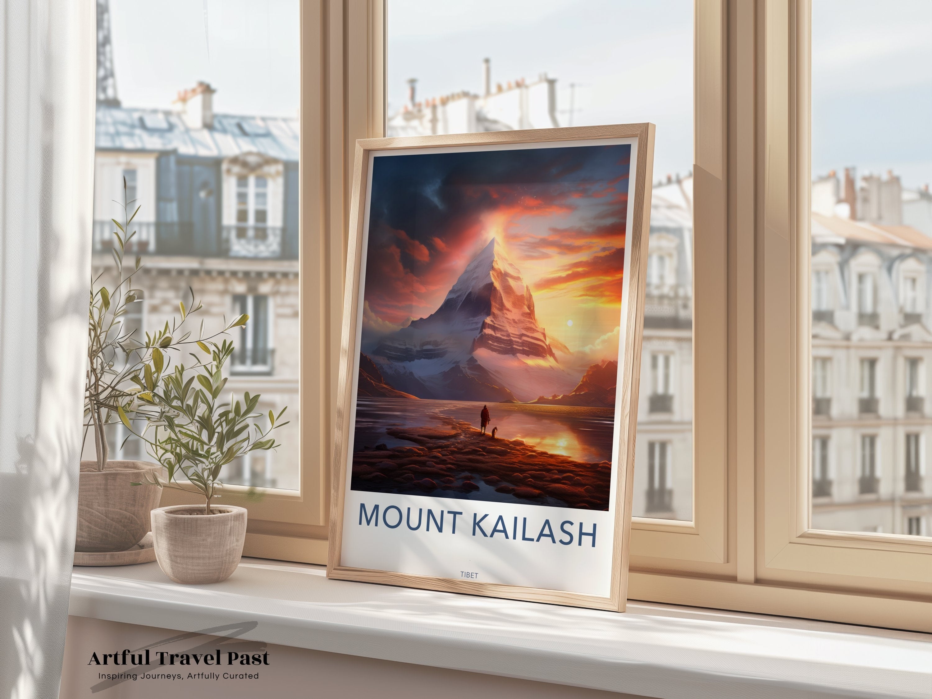 Mount Kailash Wall Art Print, Sunset Mountain Landscape, Scenic Nature Wall Decor, Inspirational Mountain Artwork, Home Office Decoration