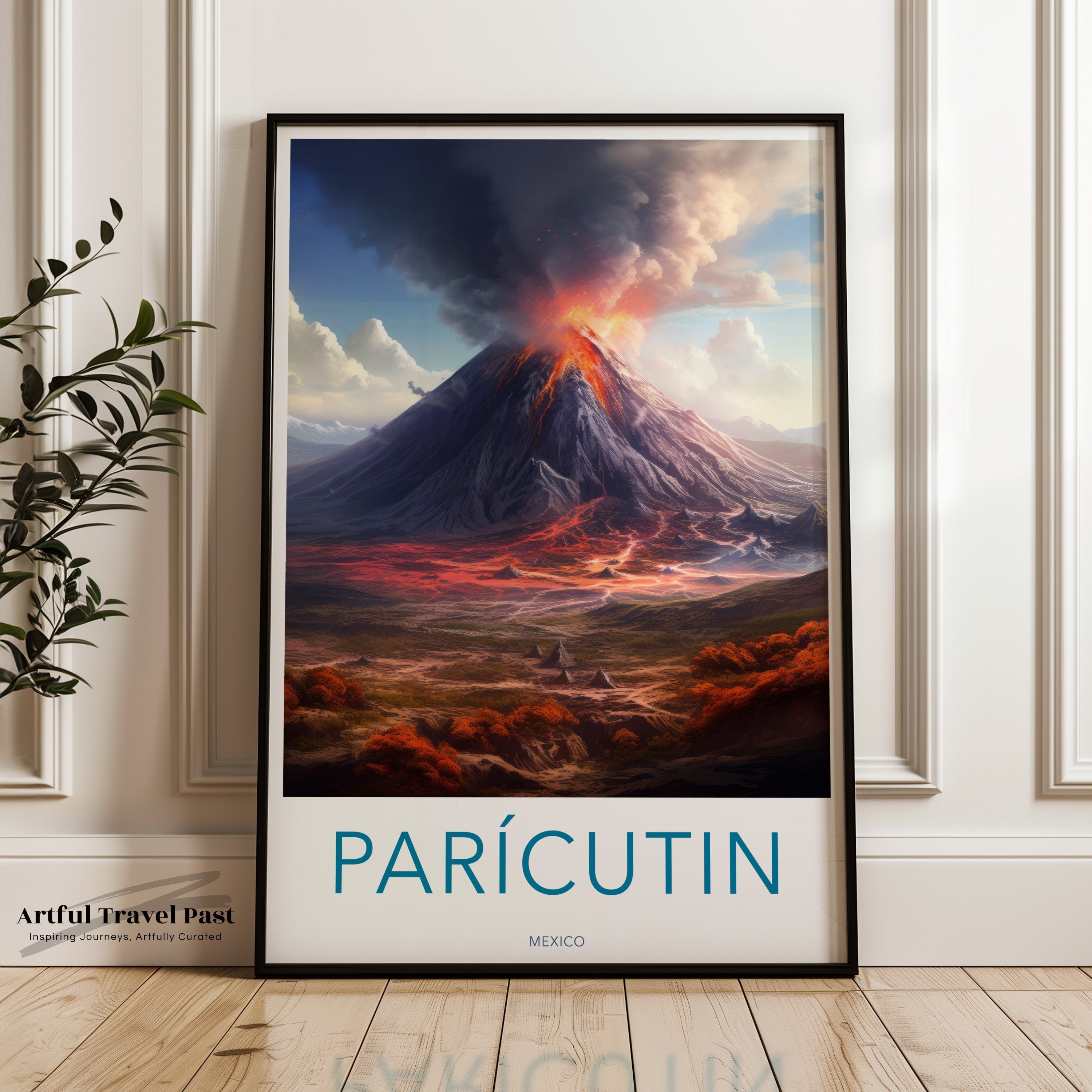 Paricutin Volcano Eruption Poster, Scenic Mexican Landscape, Vibrant Wall Art, Nature Lover Gift, Travel Print, Home Decor