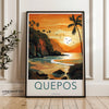 Quepos Costa Rica Sunset Wall Art, Scenic Coastal Poster, Tropical Beach Decor, Nature Landscape Print, Ocean Sunset Illustration