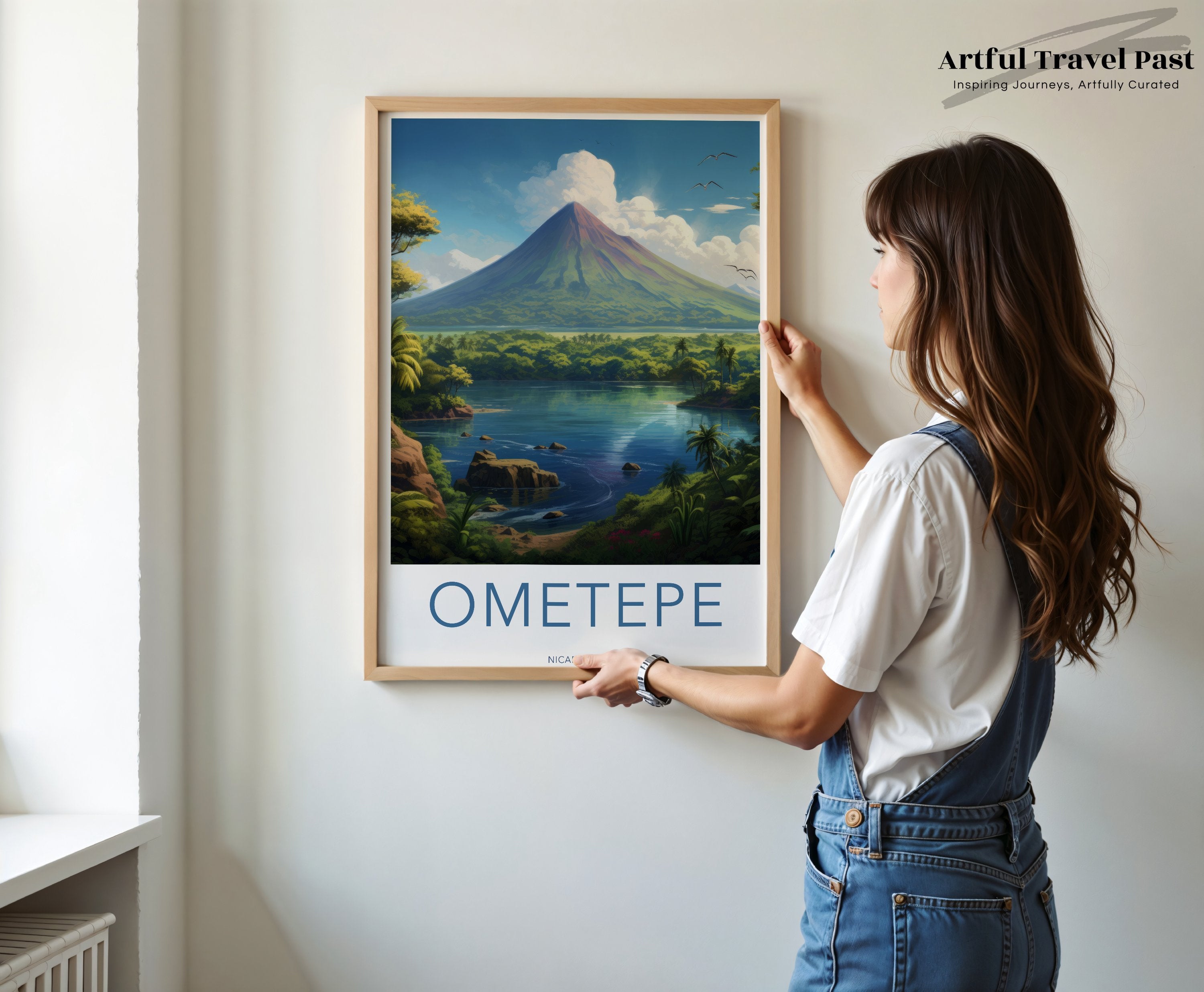 Ometepe Wall Art, Nicaragua Travel Poster, Beautiful Volcano Landscape Print, Scenic Lake View Artwork, Central America Decor