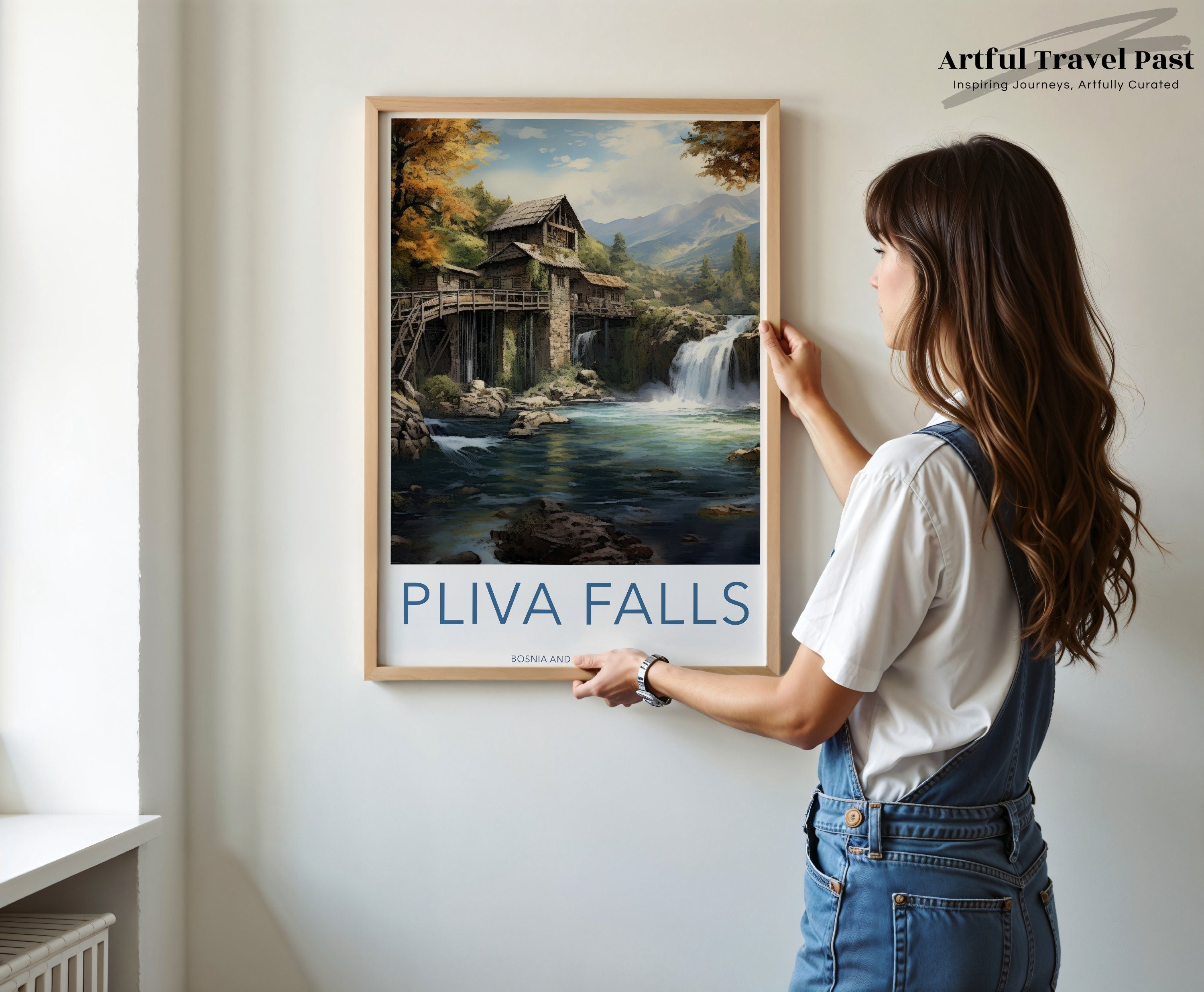 Pliva Falls Wall Art, Scenic Nature Print, Rustic Waterfall Poster, Bosnia and Herzegovina Landscape, Serene Home Decor