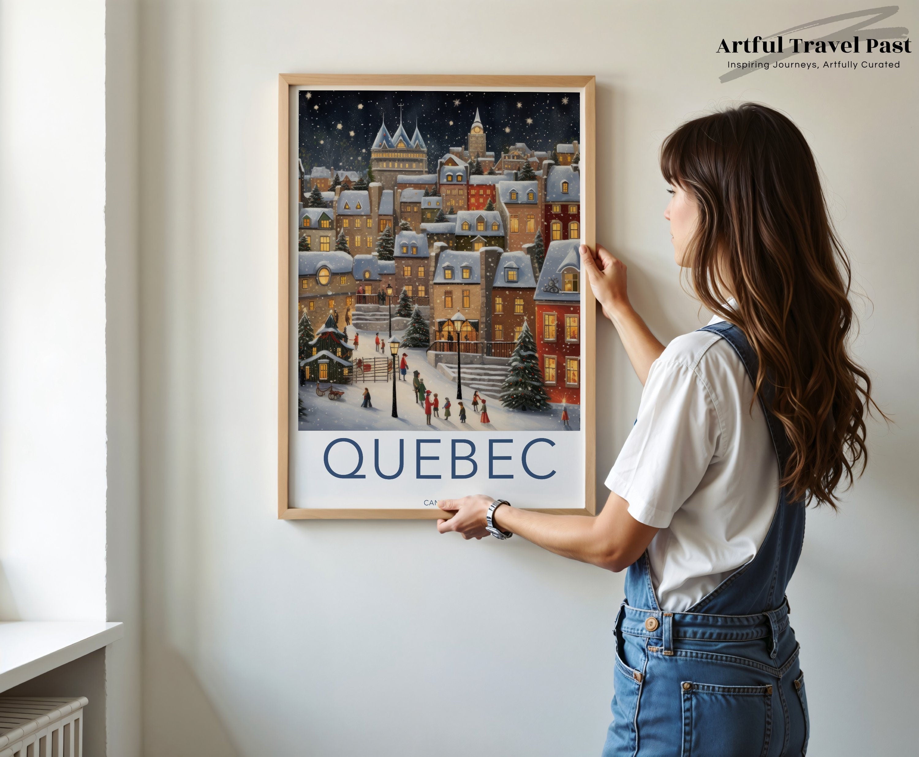 Quebec City Winter Scene Wall Art, Historic Quebec City Poster, Snowy Old Town Print, Winter Wonderland Décor, Holiday Season Artwork