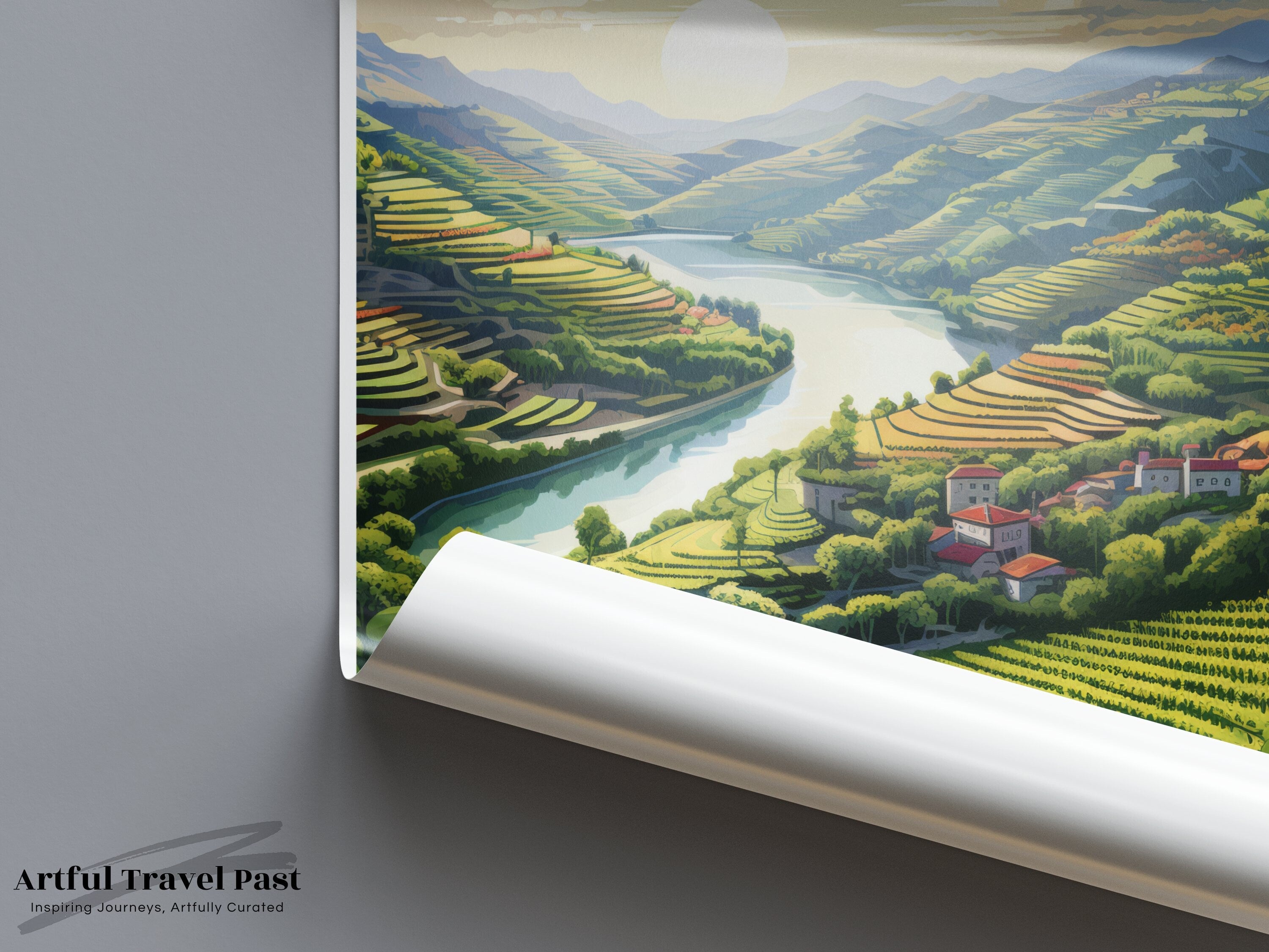 Pinhão Wall Art, Scenic Landscape Print, Portugal River Valley, Nature and Vineyard Art, Travel Poster, European Destination Decor