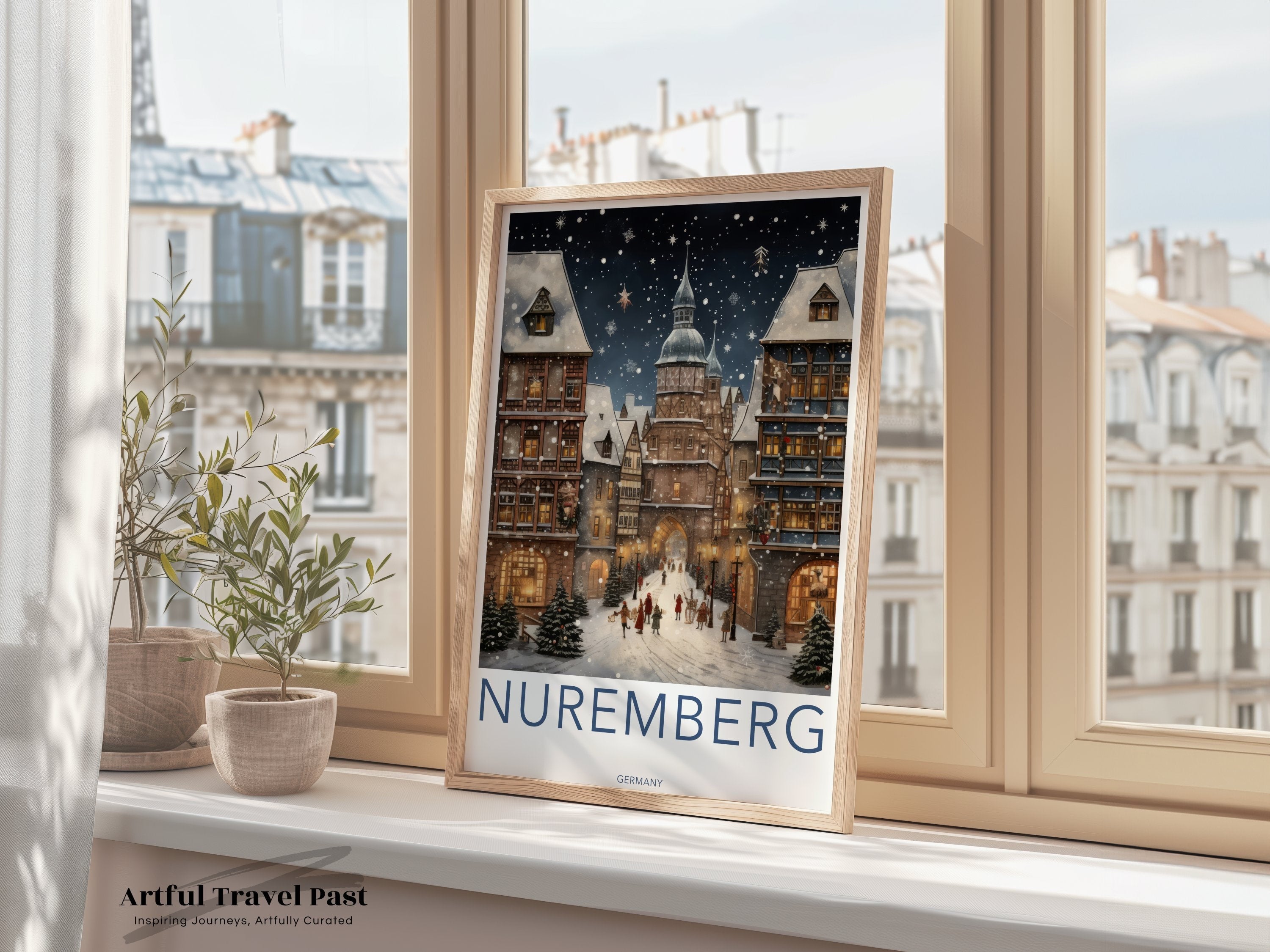 Nuremberg Wall Art, Winter Wonderland Print, Christmas Market Artwork, Bavarian Town Decor, Holiday Home Decor, Cozy Winter Scene