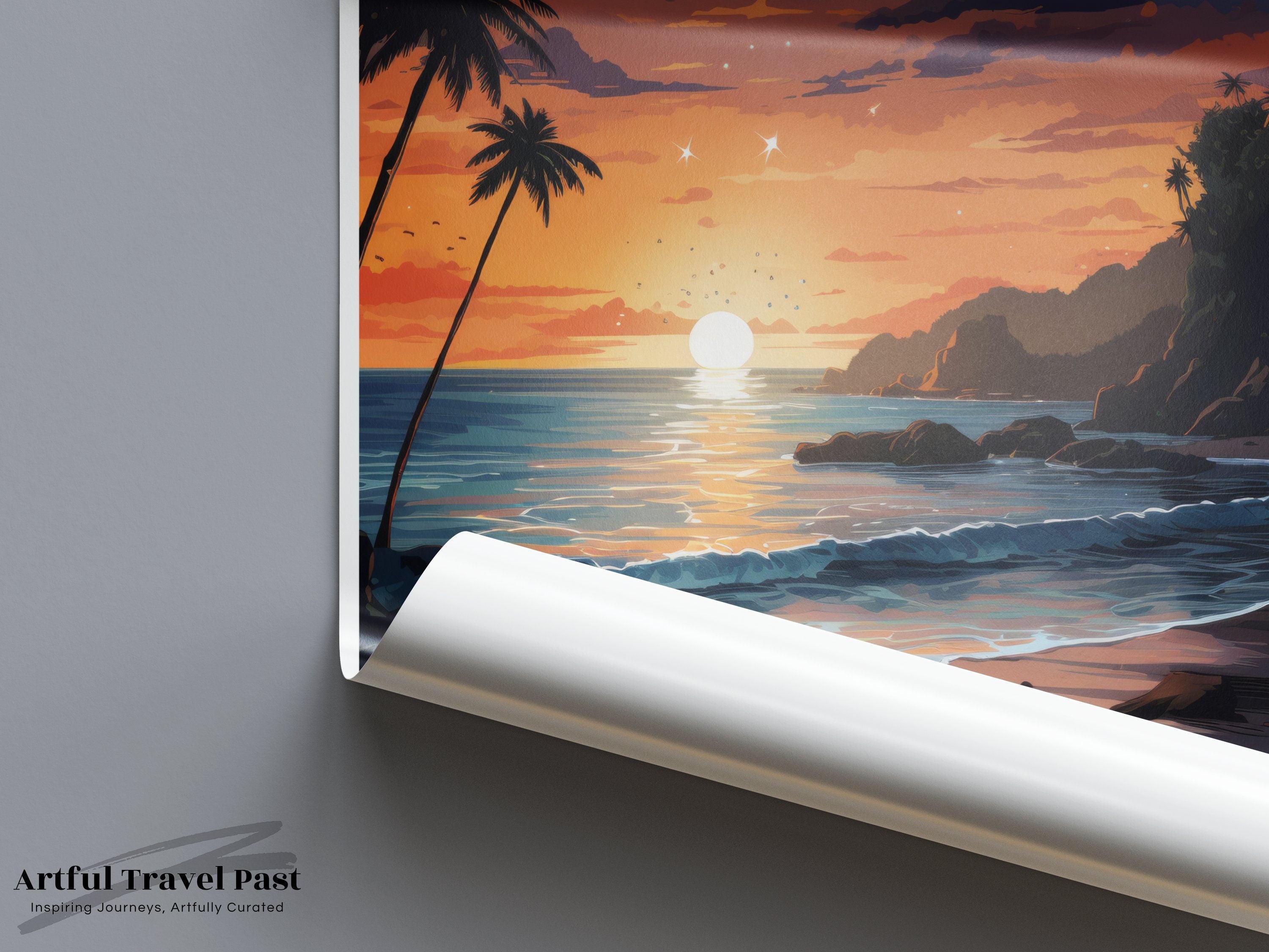 Quepos Wall Art, Costa Rica Sunset Art Print, Tropical Beach Decor, Coastal Landscape Poster, Nature Lovers Gift, Home Decoration