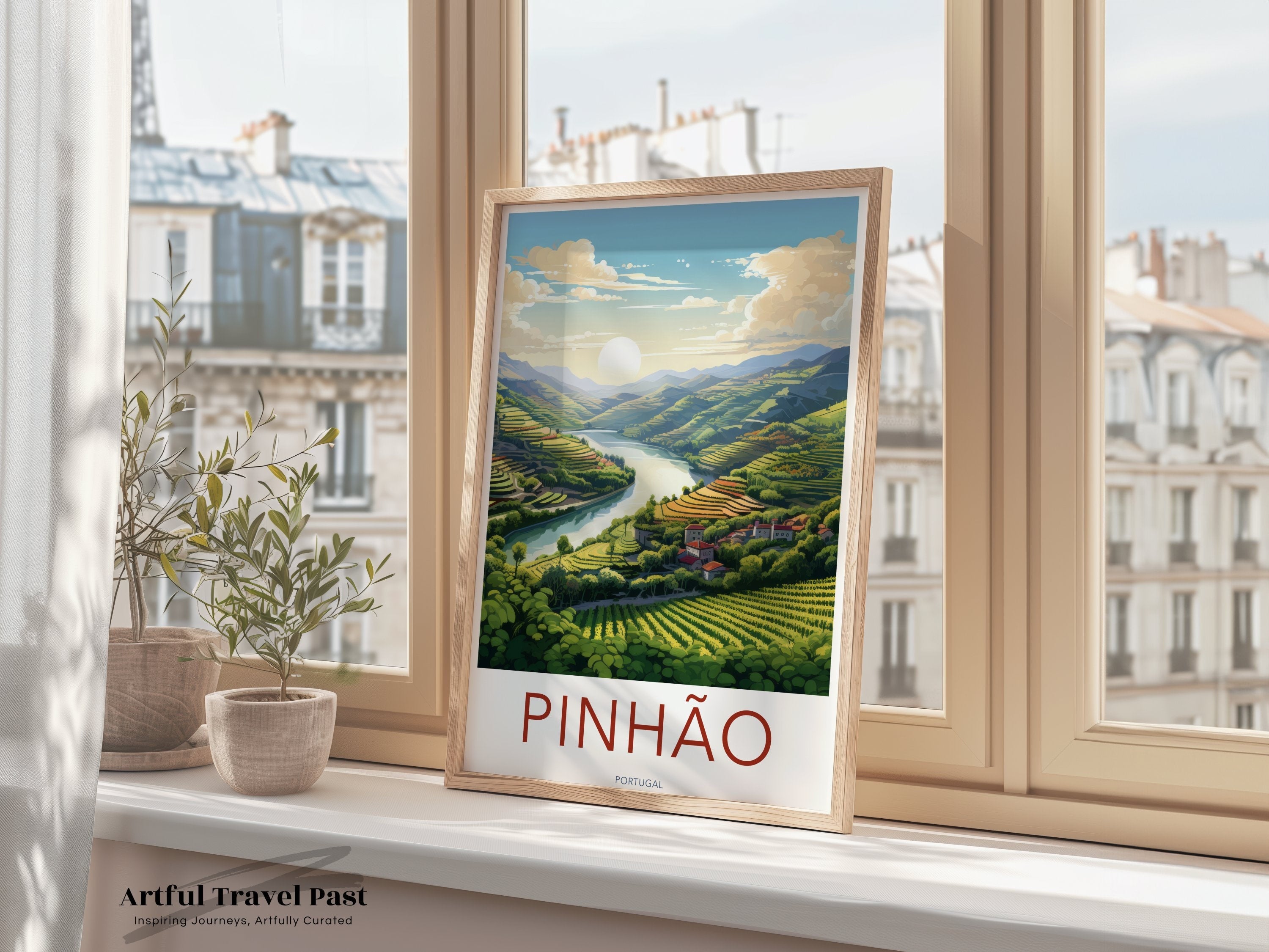 Pinhão Wall Art, Scenic Landscape Print, Portugal River Valley, Nature and Vineyard Art, Travel Poster, European Destination Decor